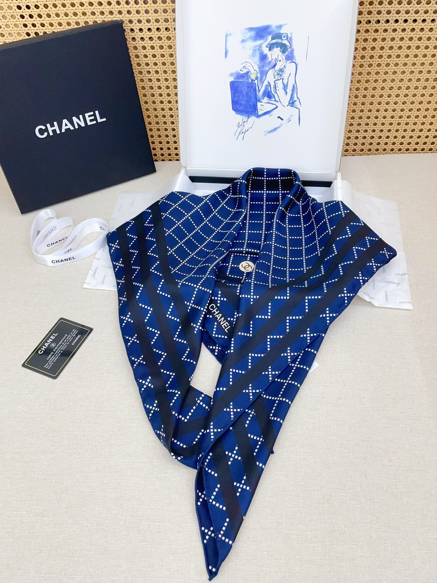 CC 2025/26 Scarf 90x90 Navy Blue Colorful Twill Silk 223487