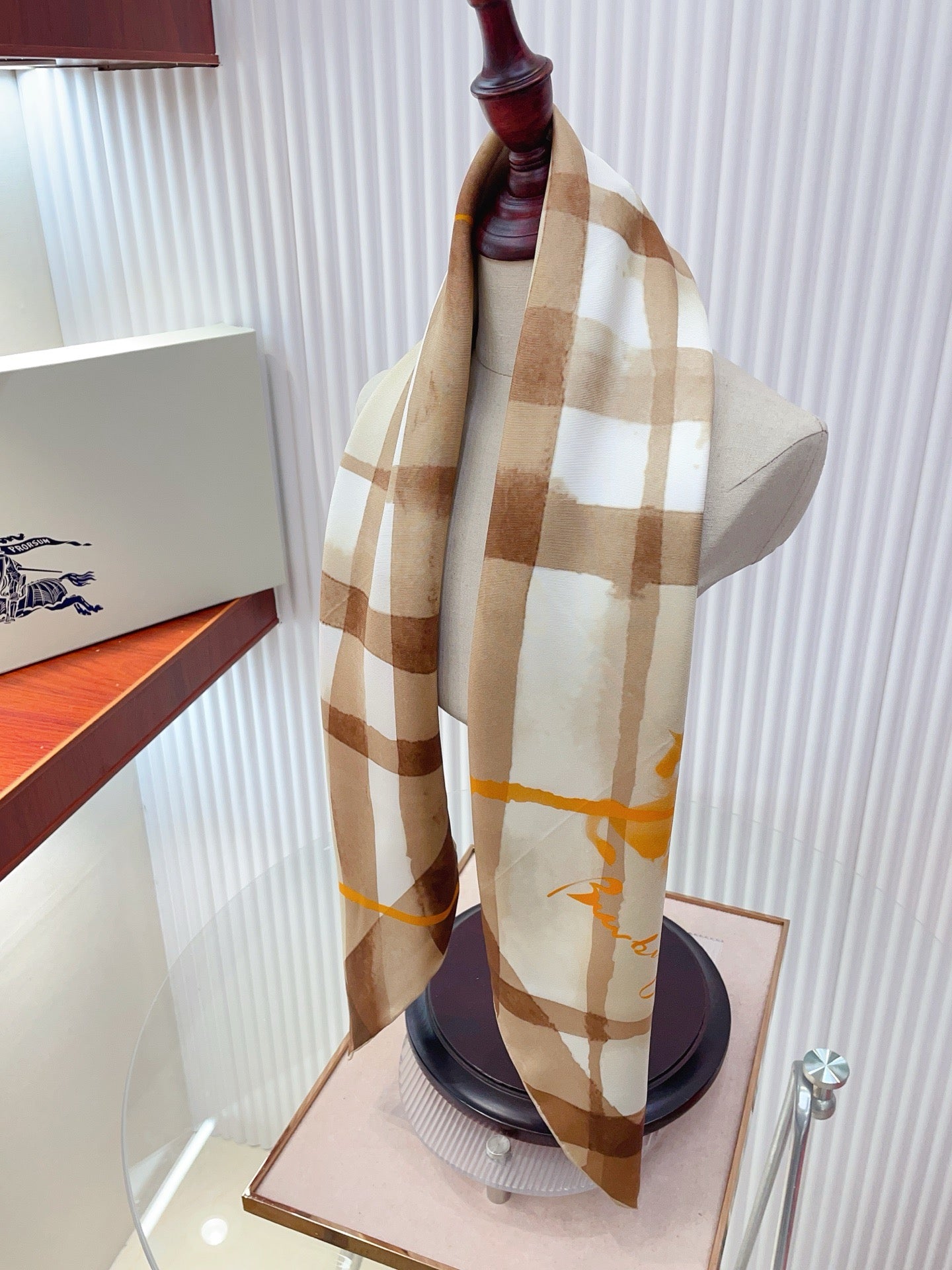 Burberry Watercolour Scarf 90x90 Beige Colorful Twill Silk 223489
