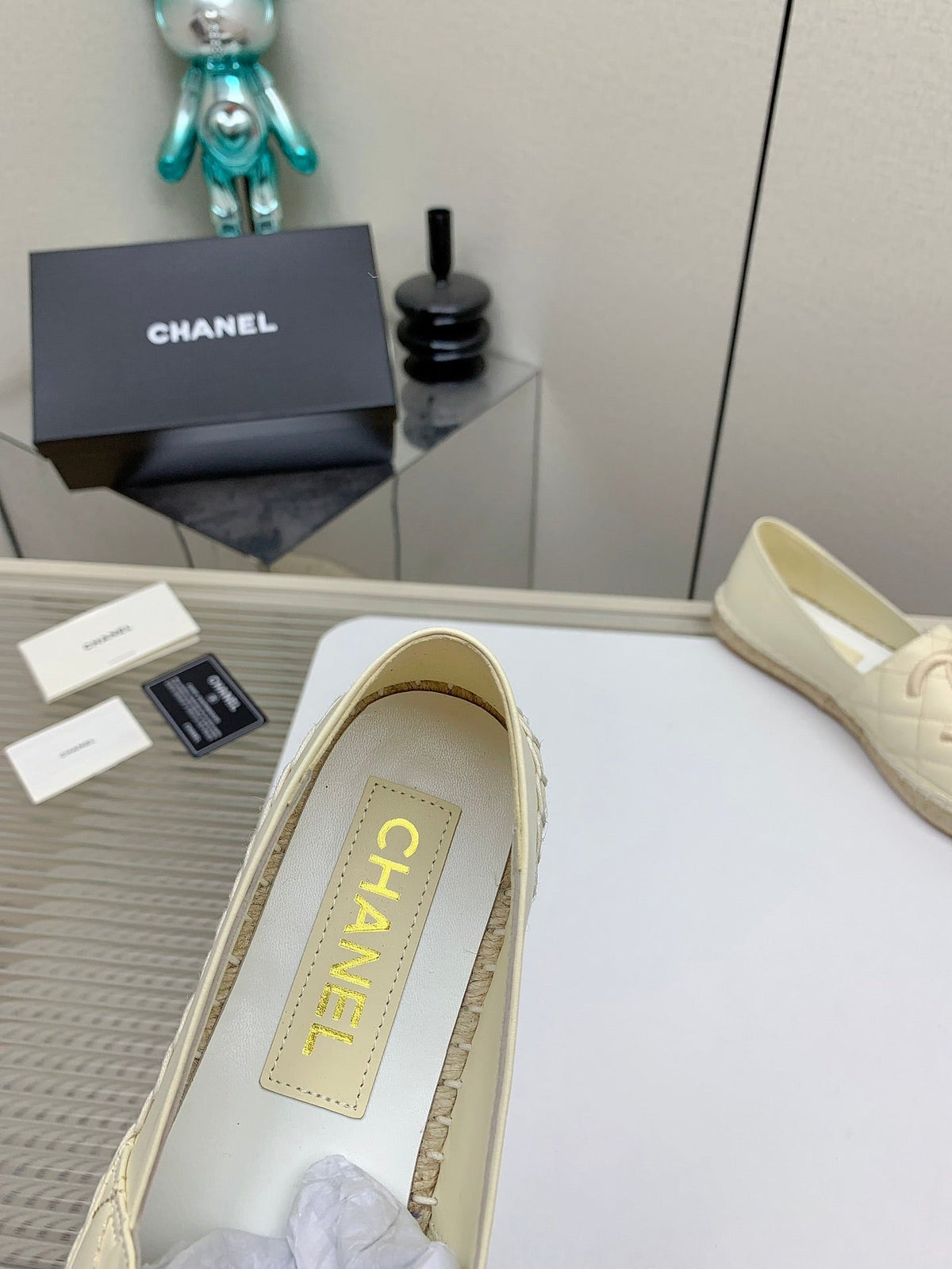 CC 26s Espadrilles Flats Beige Lambskin Leather 163528