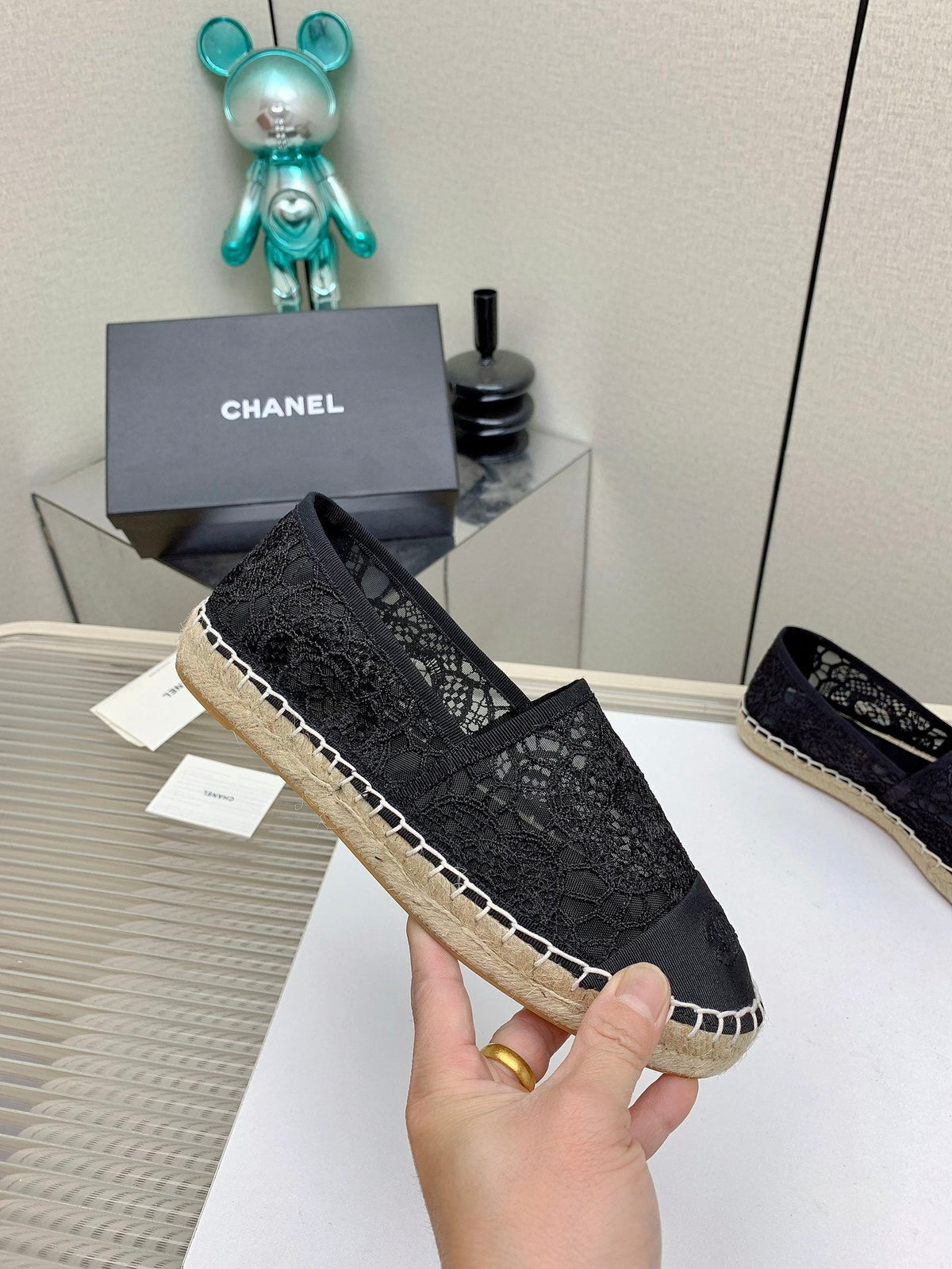 CC 26s Espadrilles Flats Black Black Lace 163533