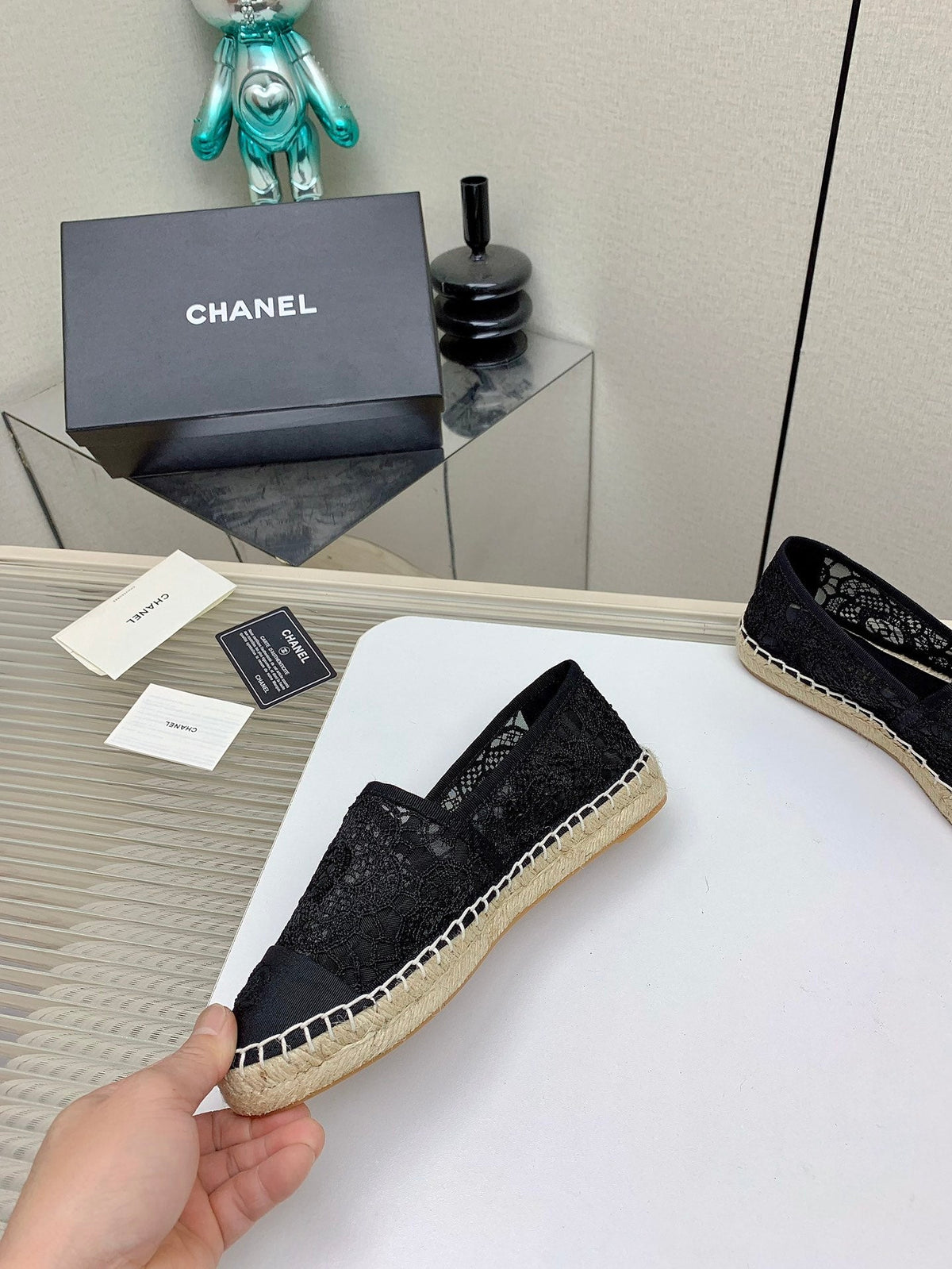 CC 26s Espadrilles Flats Black Black Lace 163533