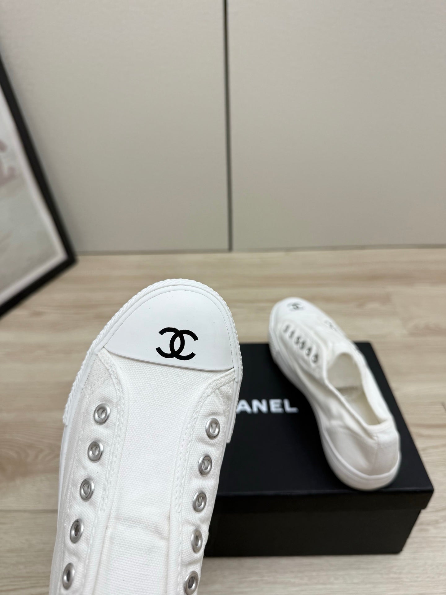CC 26s Laceless Sneakers White Canvas Rubber 940857