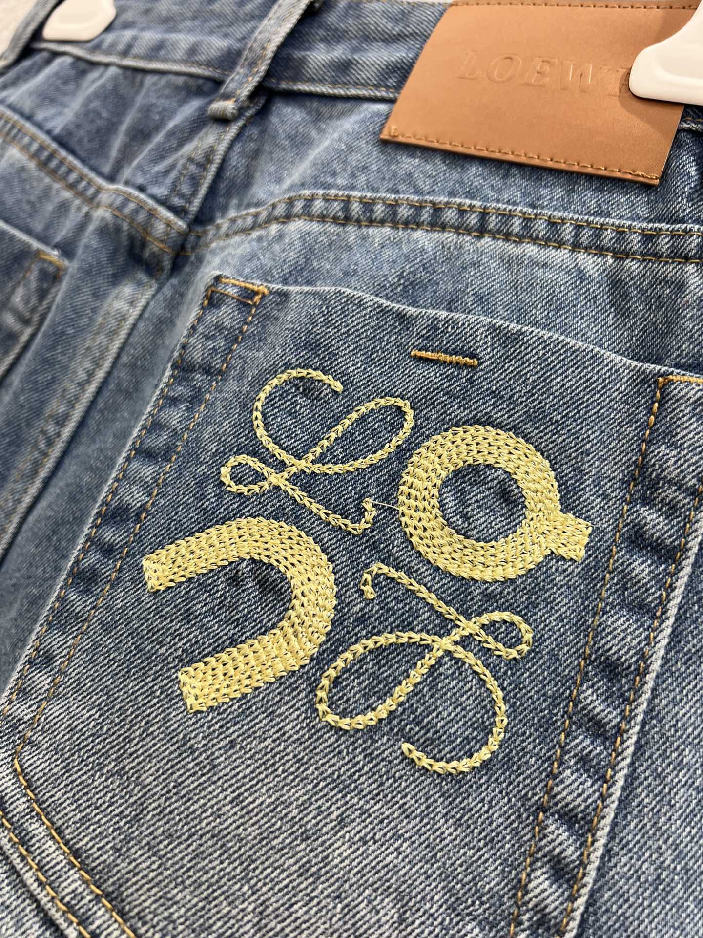Loewe 26Ss Embroidered Denim Shorts