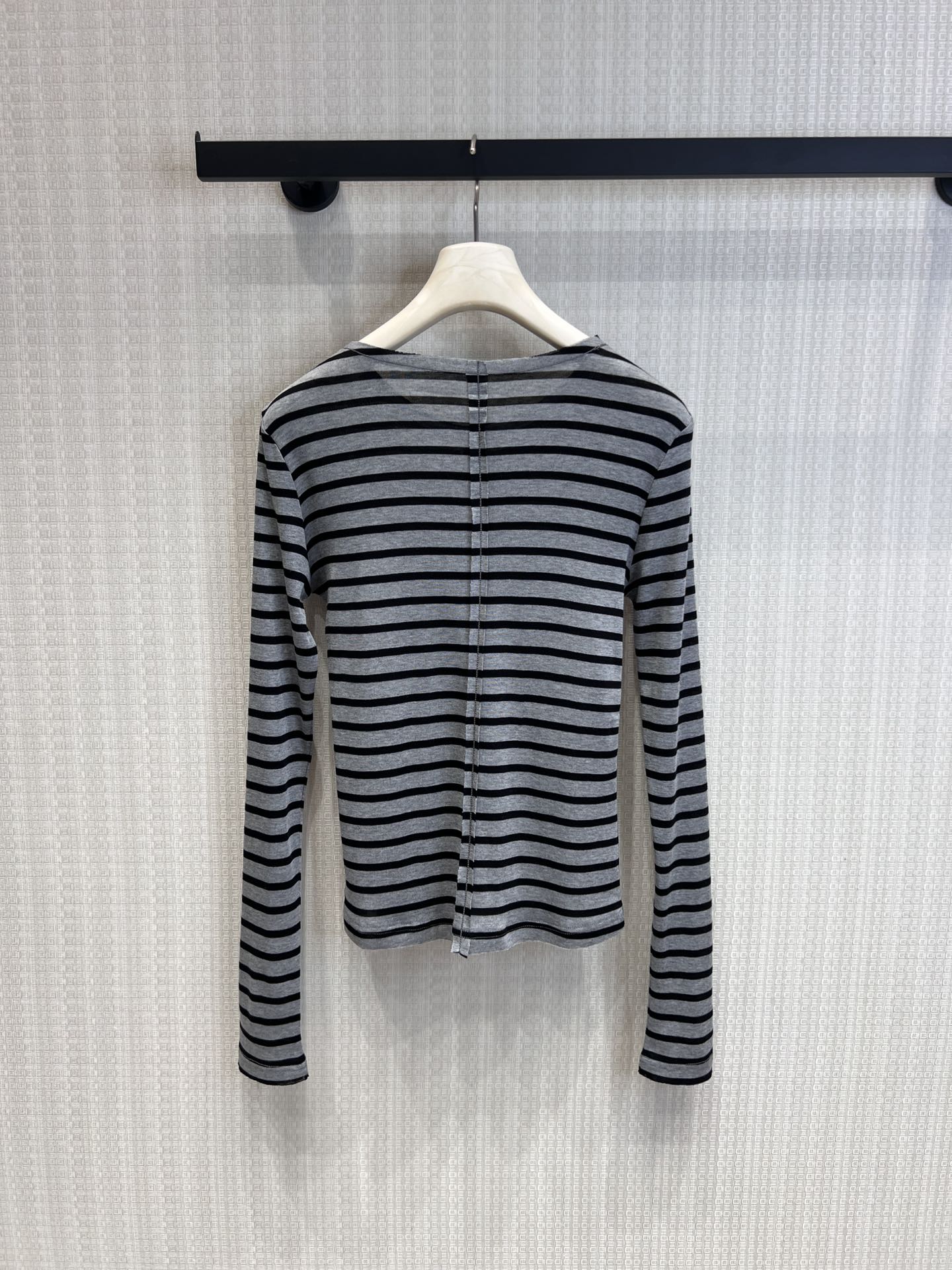 Miu 26s Long-Sleeved Top Black Grey Cotton 370124