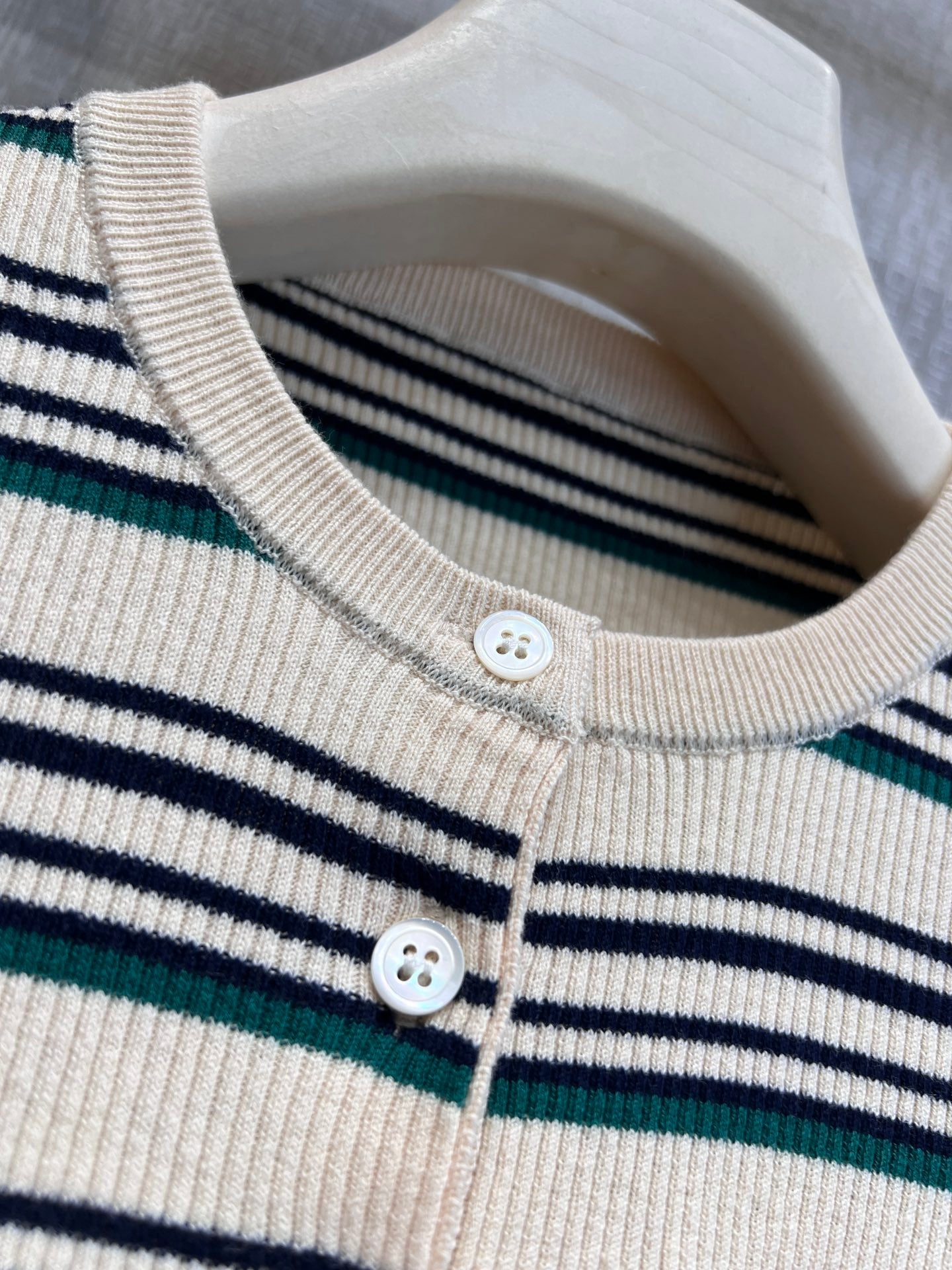 Miu 26s Striped Knit Top Cotton 370146