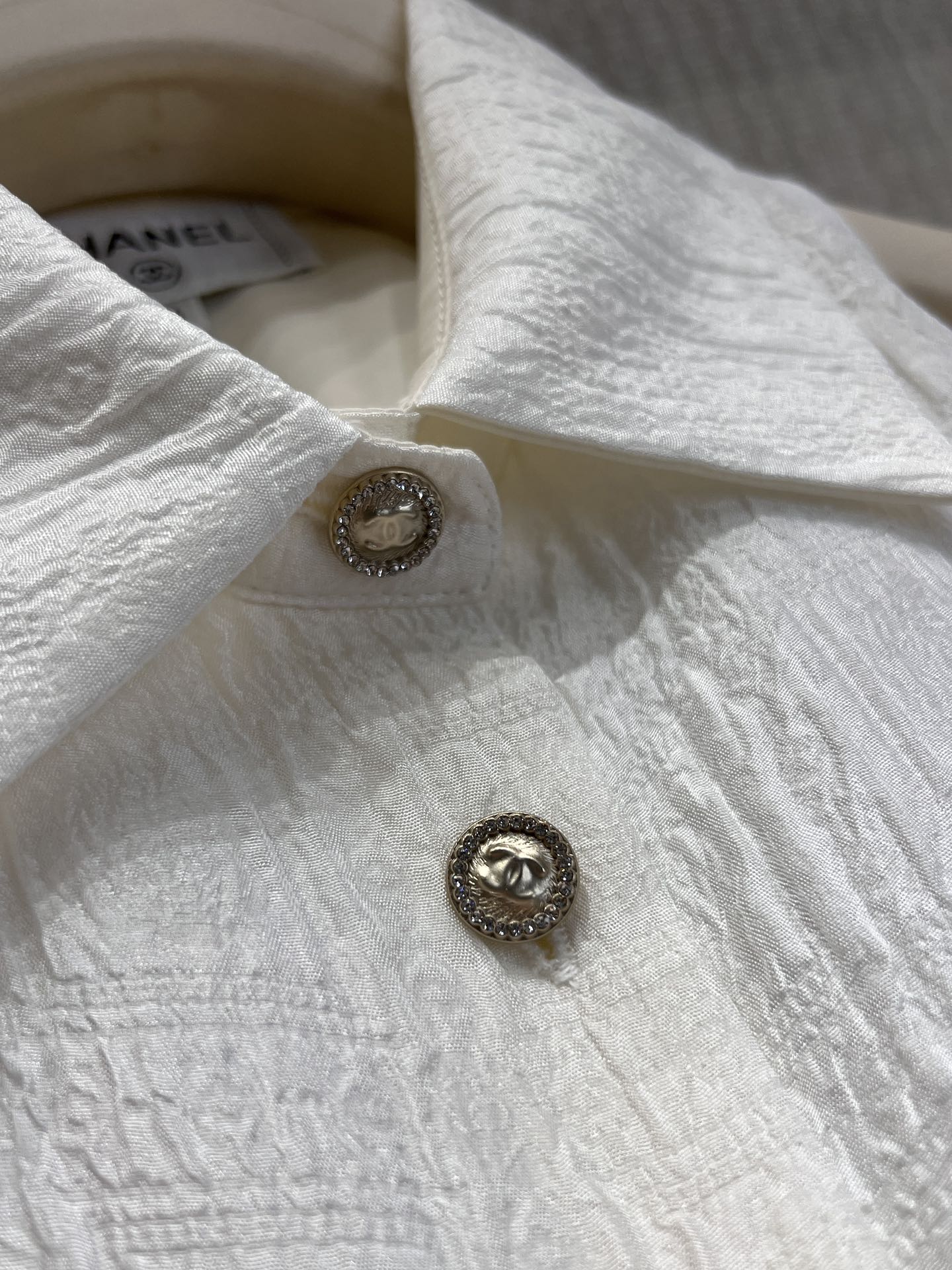 CC 26s Long-sleeved Shirt White Silk Jacquard 370149