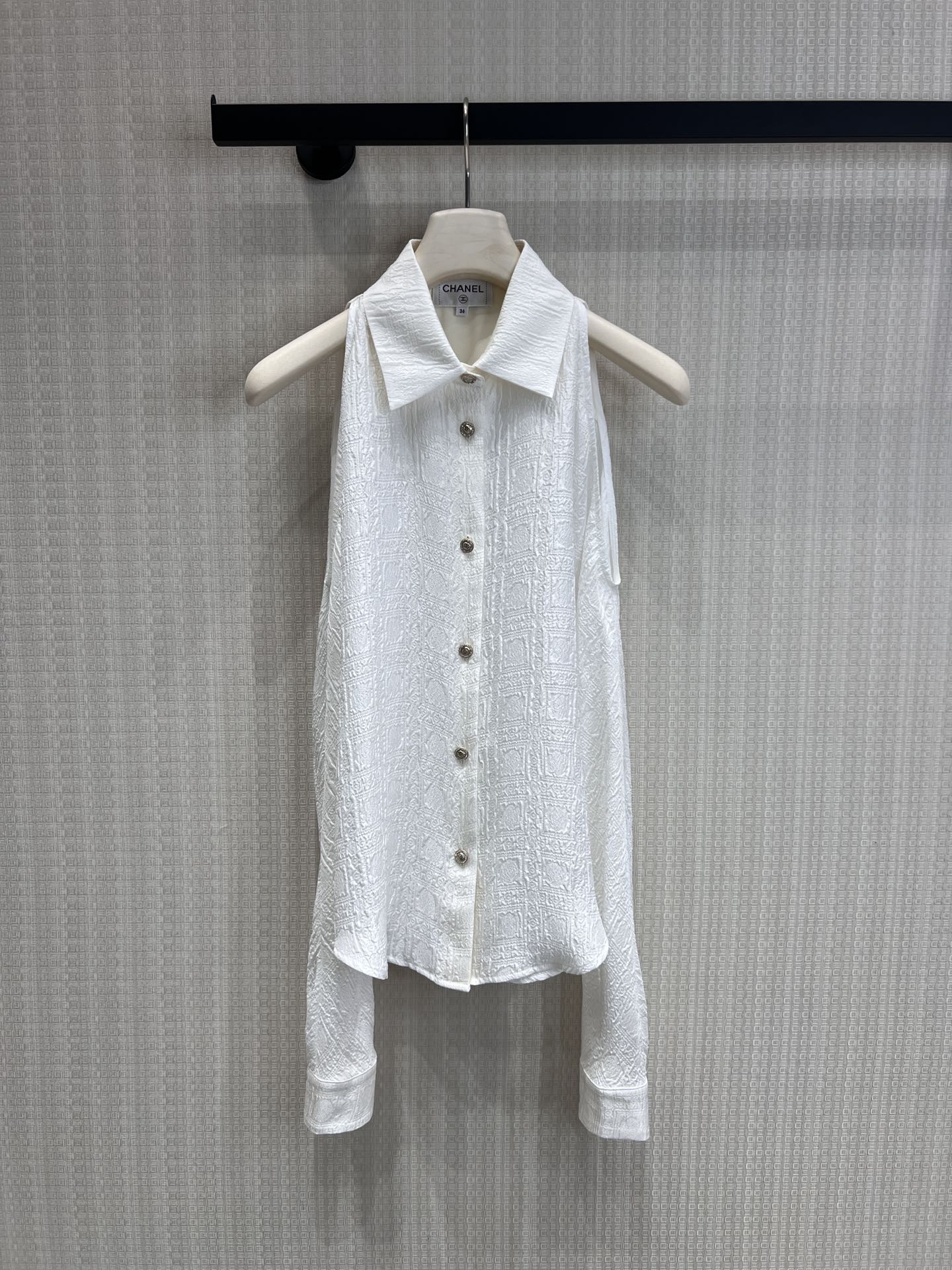 CC 26s Long-sleeved Shirt White Silk Jacquard 370149