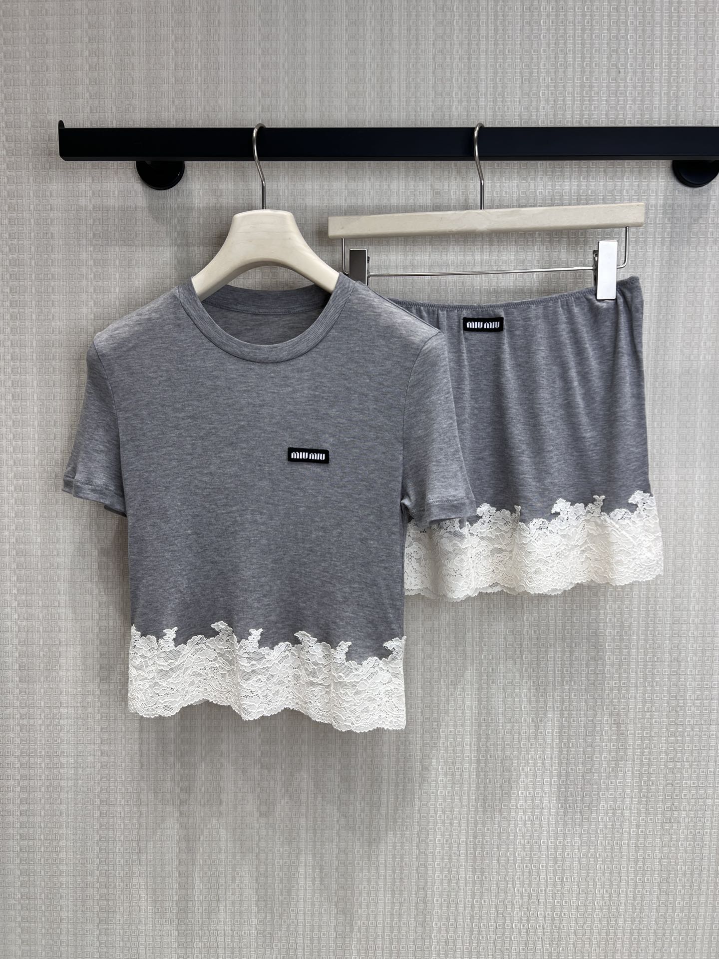 Miu 26s Jersey Top Grey Silk 370175