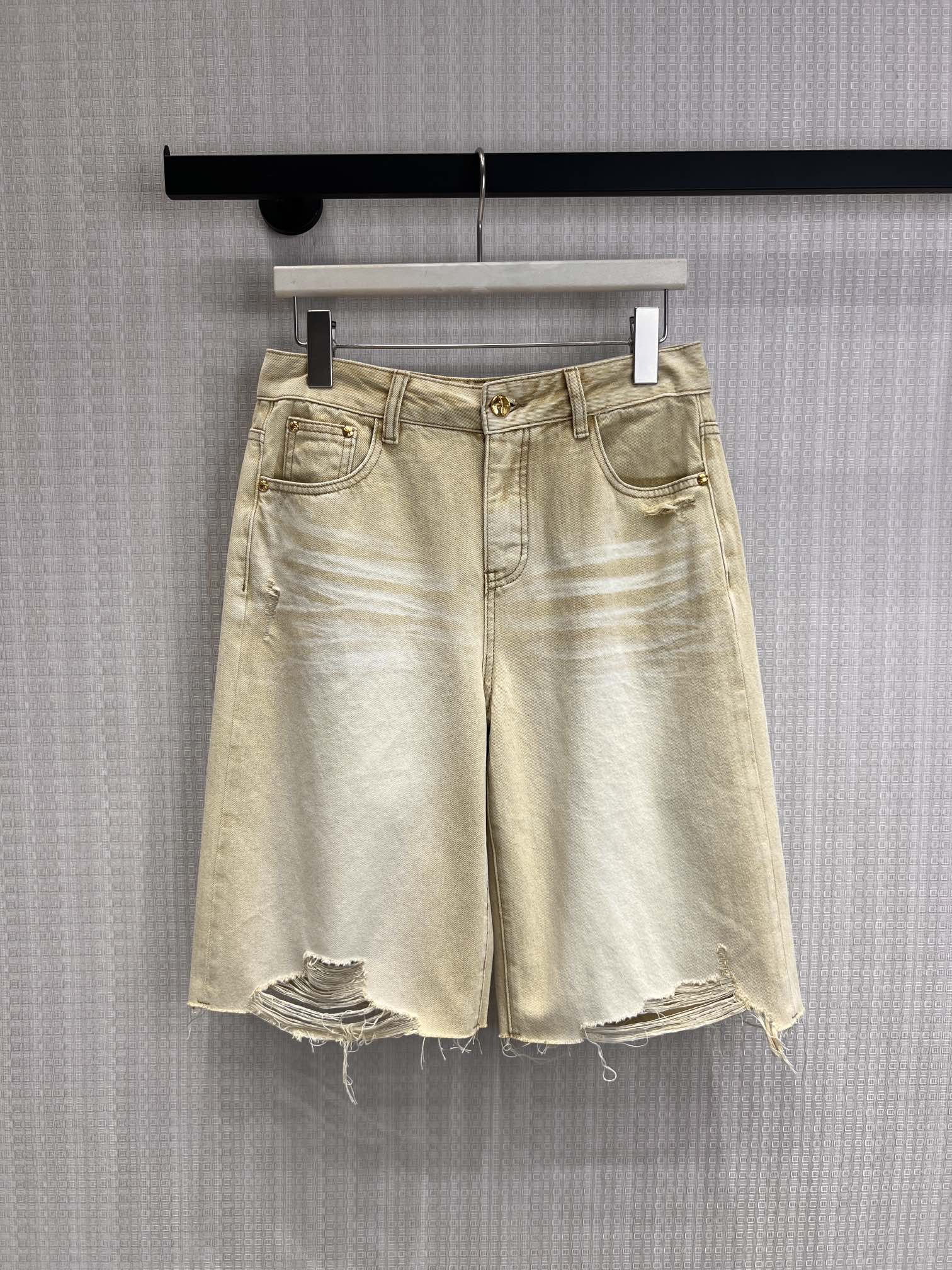 Annsevenwang Short Light Yellow Denim