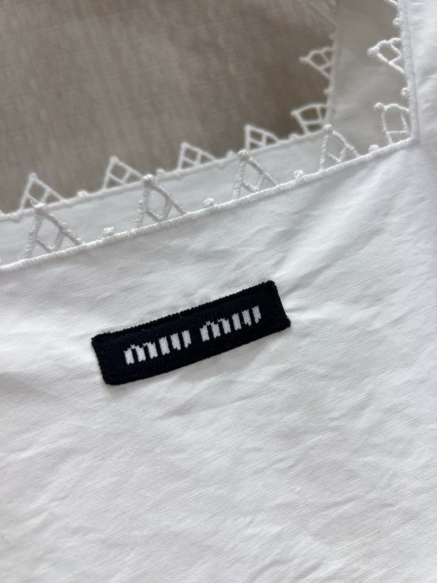 Miu Embroidered Poplin Mini-Dress White Cotton