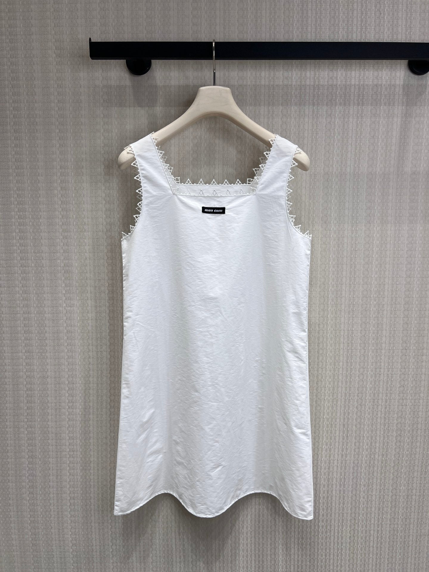 Miu Embroidered Poplin Mini-Dress White Cotton