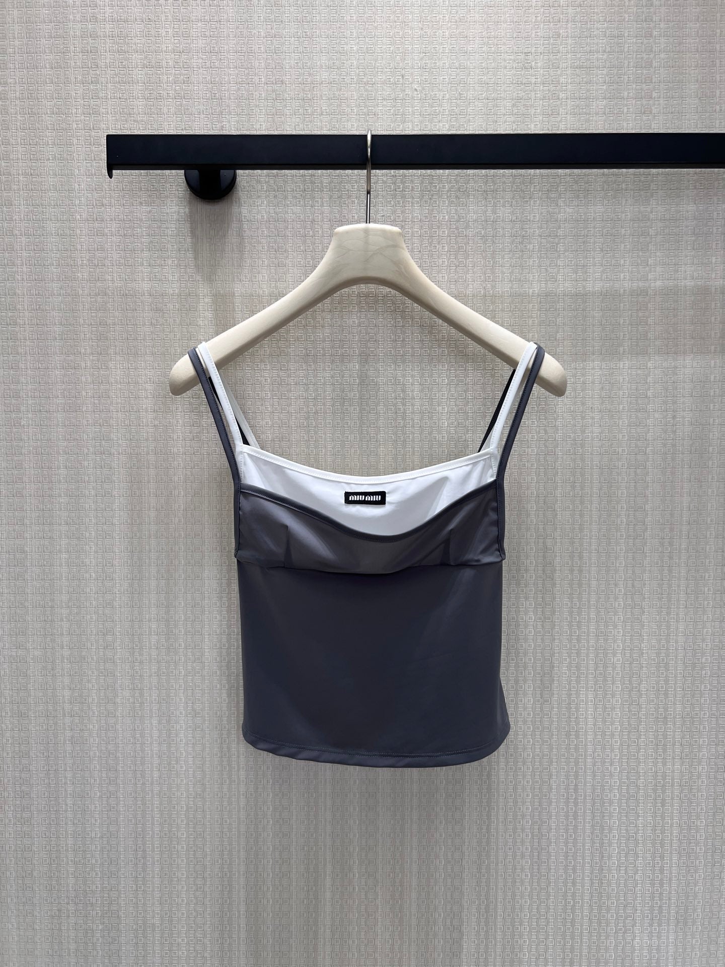 Miu Stretch Jersey Top Gray Nylon 394258
