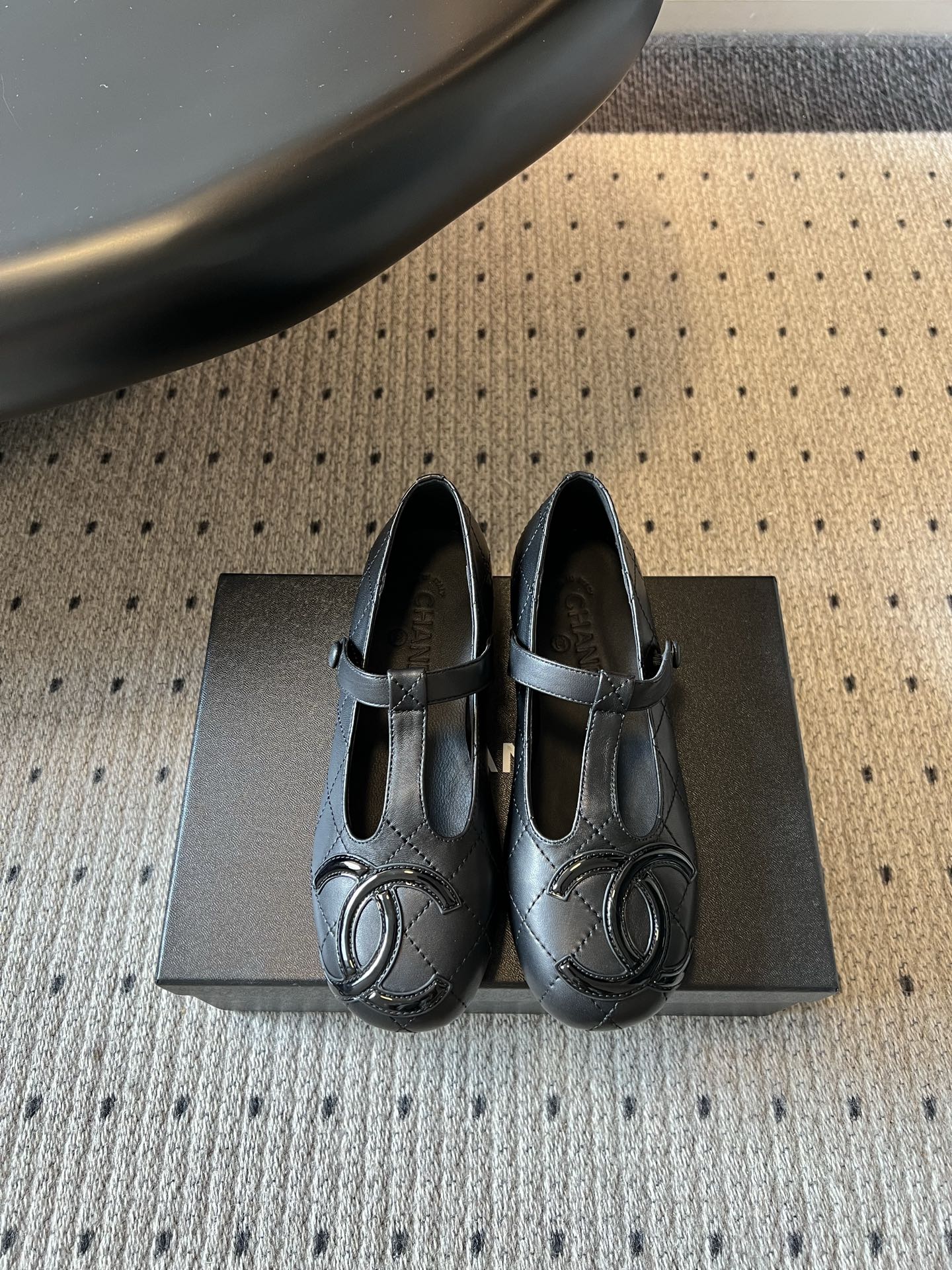 CC 26s Ligne Cambon Mary Jane Flats Black Lambskin 984335