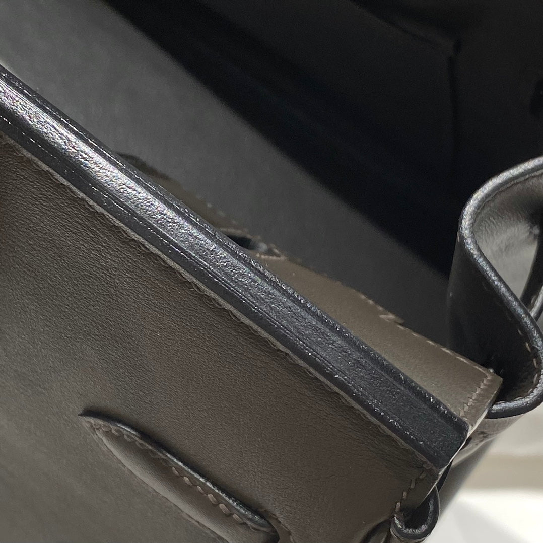 HM Shoulder Birkin 29 Black Chocolate Leather 222332