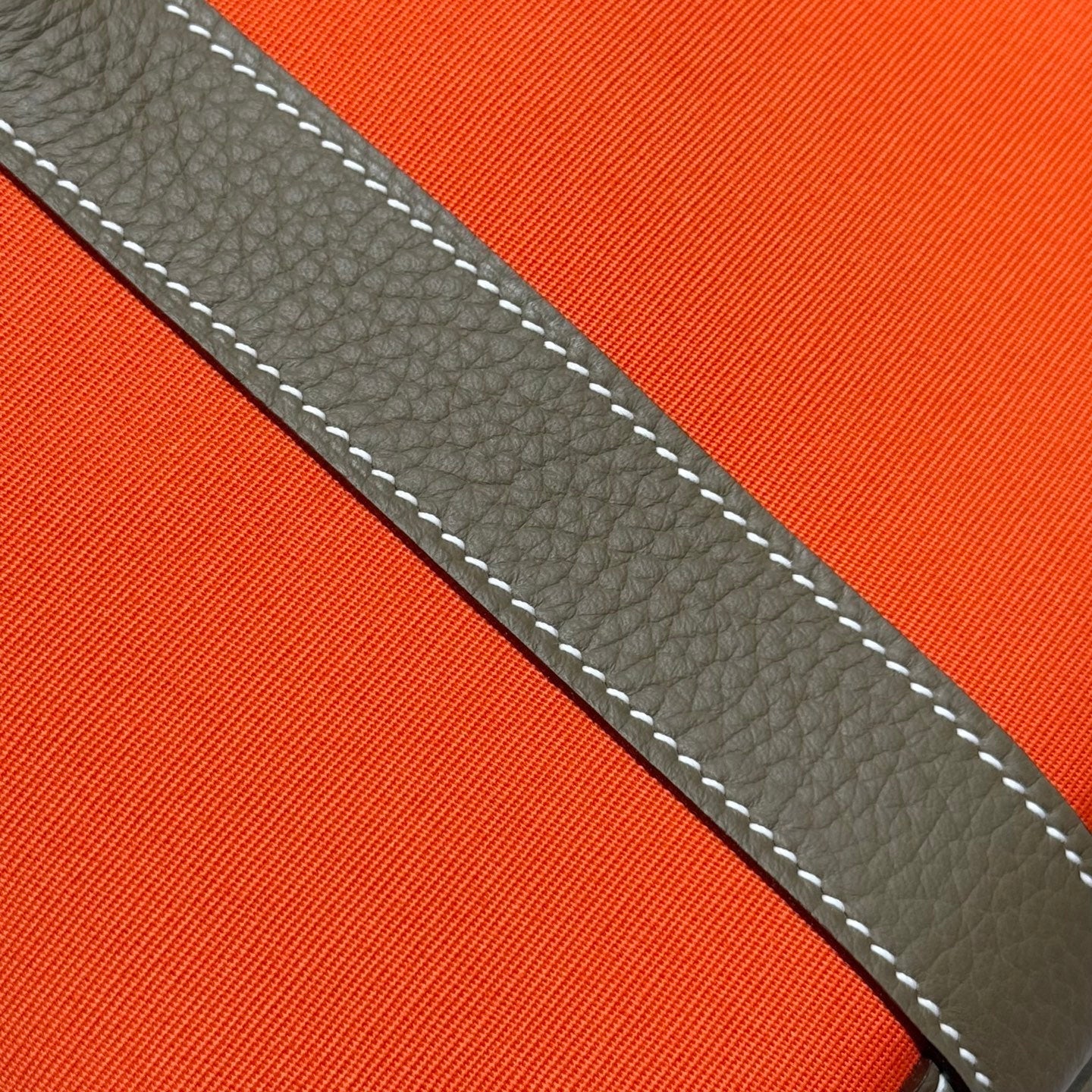 HM Garden Party 30cm Bag Etoupe Togo Orange Canvas