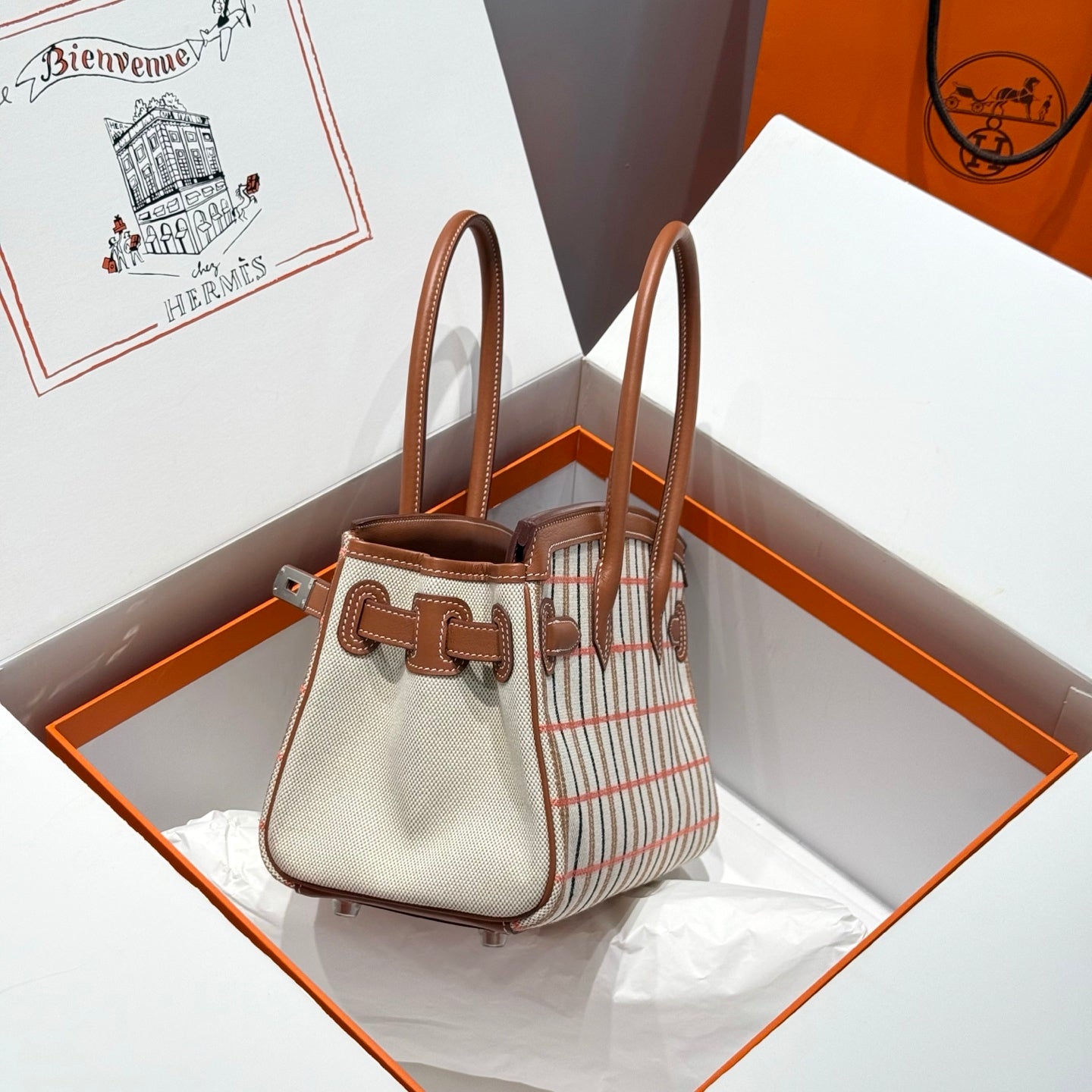 HM Shoulder Birkin 29cm Gold Brown Swift Cowhide Toile H Shw 249926