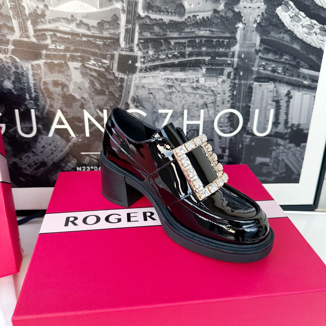 Diamond Loafers Viv Black Cowhide Patent Leather 184411