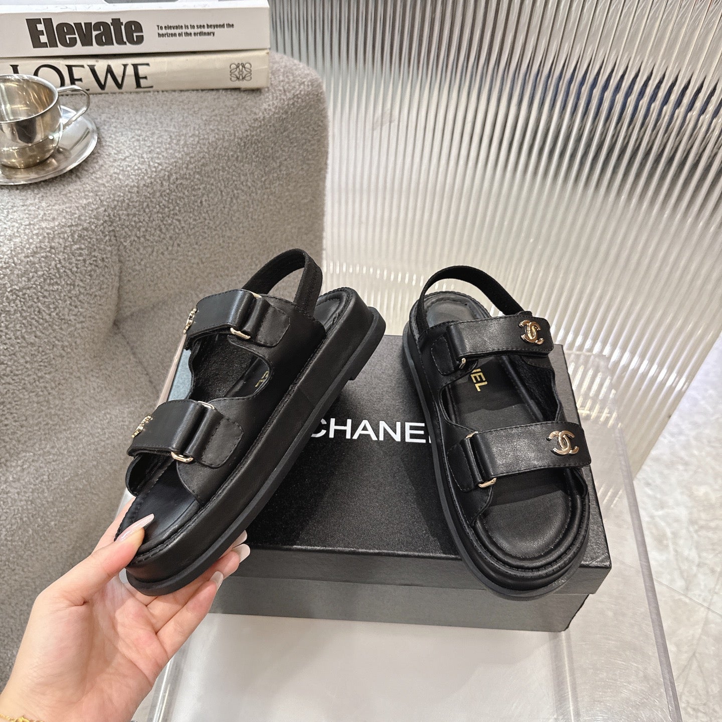 CC SS26 Dad Sandal Black Lambskin 678946