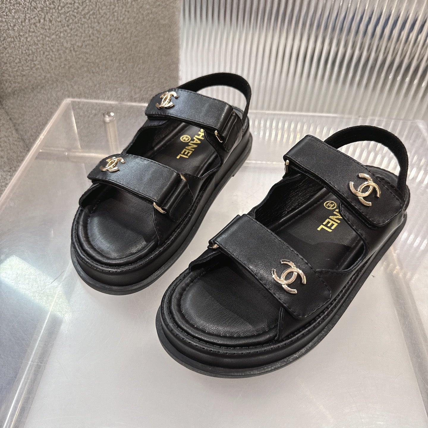 CC SS26 Dad Sandal Black Lambskin 678946