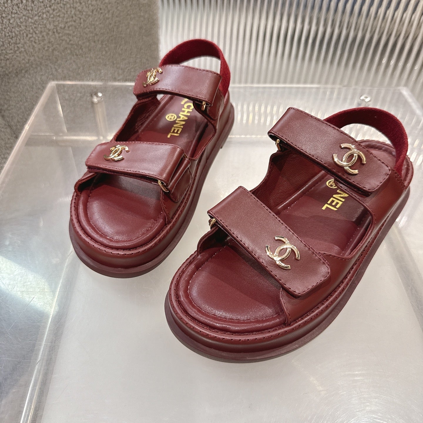 CC SS26 Dad Sandal Burgundy Lambskin 678945