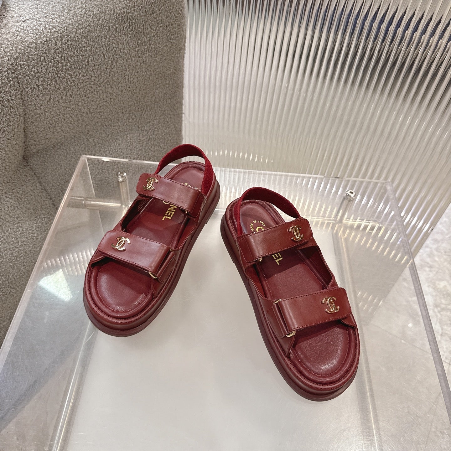 CC SS26 Dad Sandal Burgundy Lambskin 678945