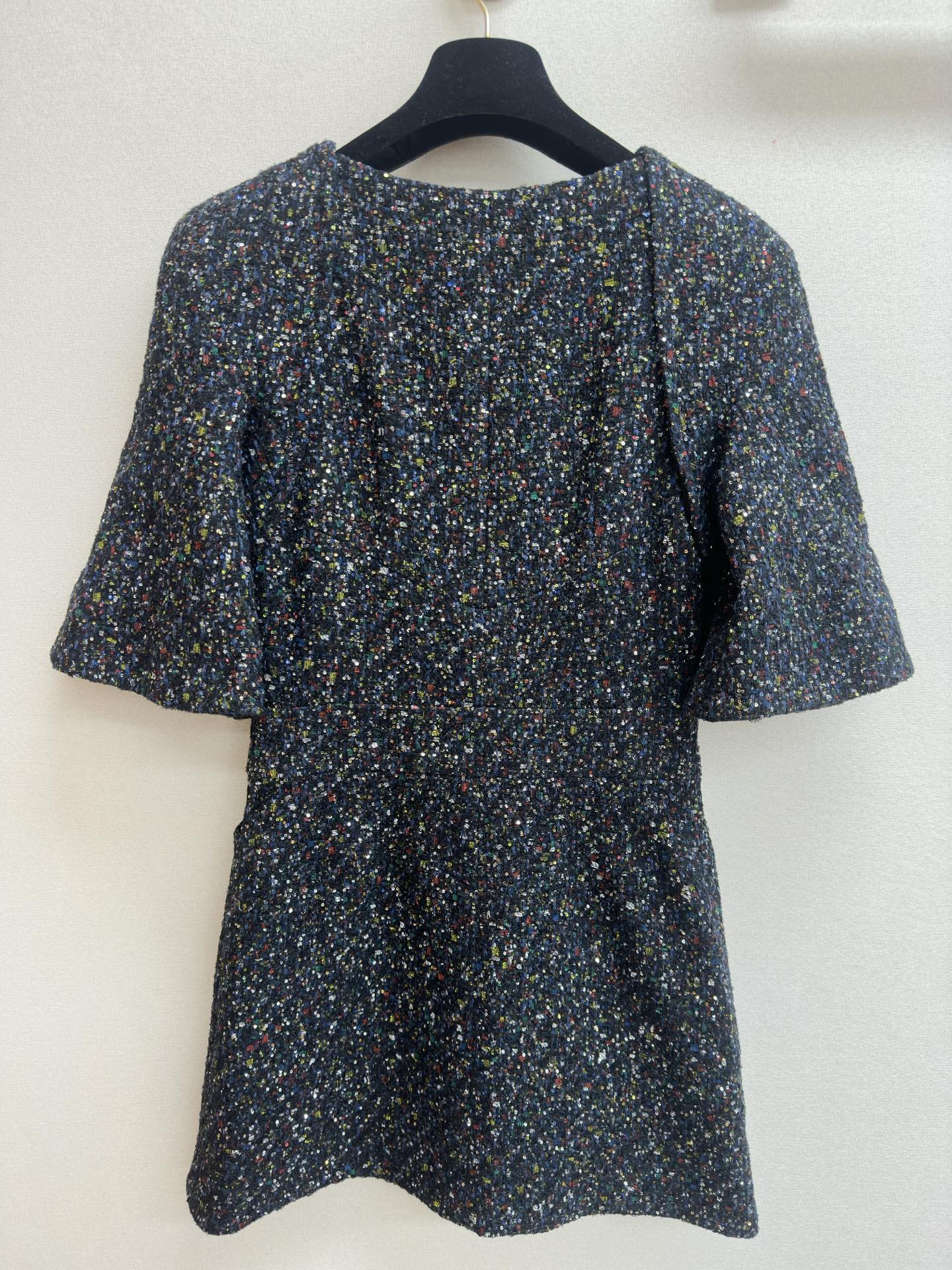 CC Tweed Short Sleeve Dress Multicolor Polyester Polyamide 251864