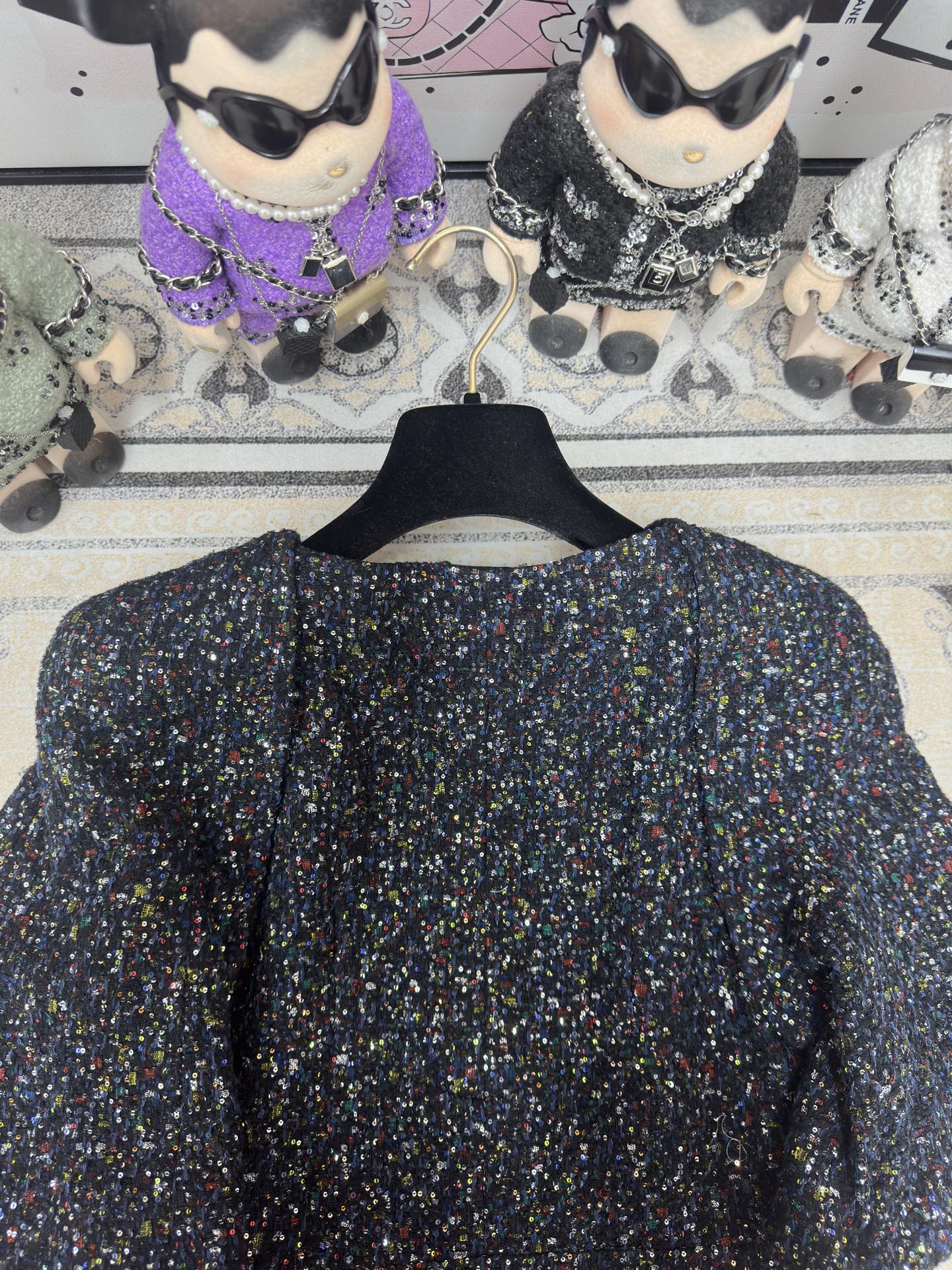 CC Tweed Short Sleeve Dress Multicolor Polyester Polyamide 251864