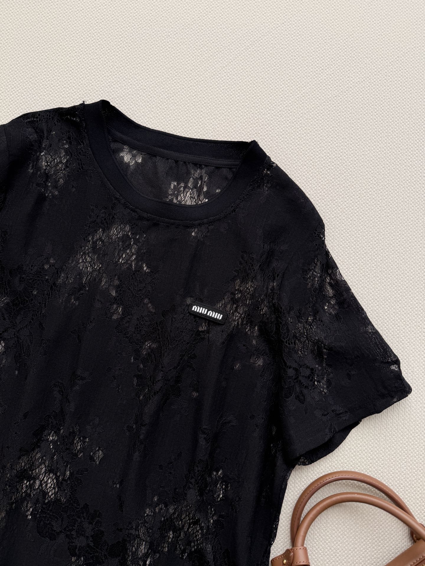 Miu 26s Lace Short Sleeve T-Shirt 1229