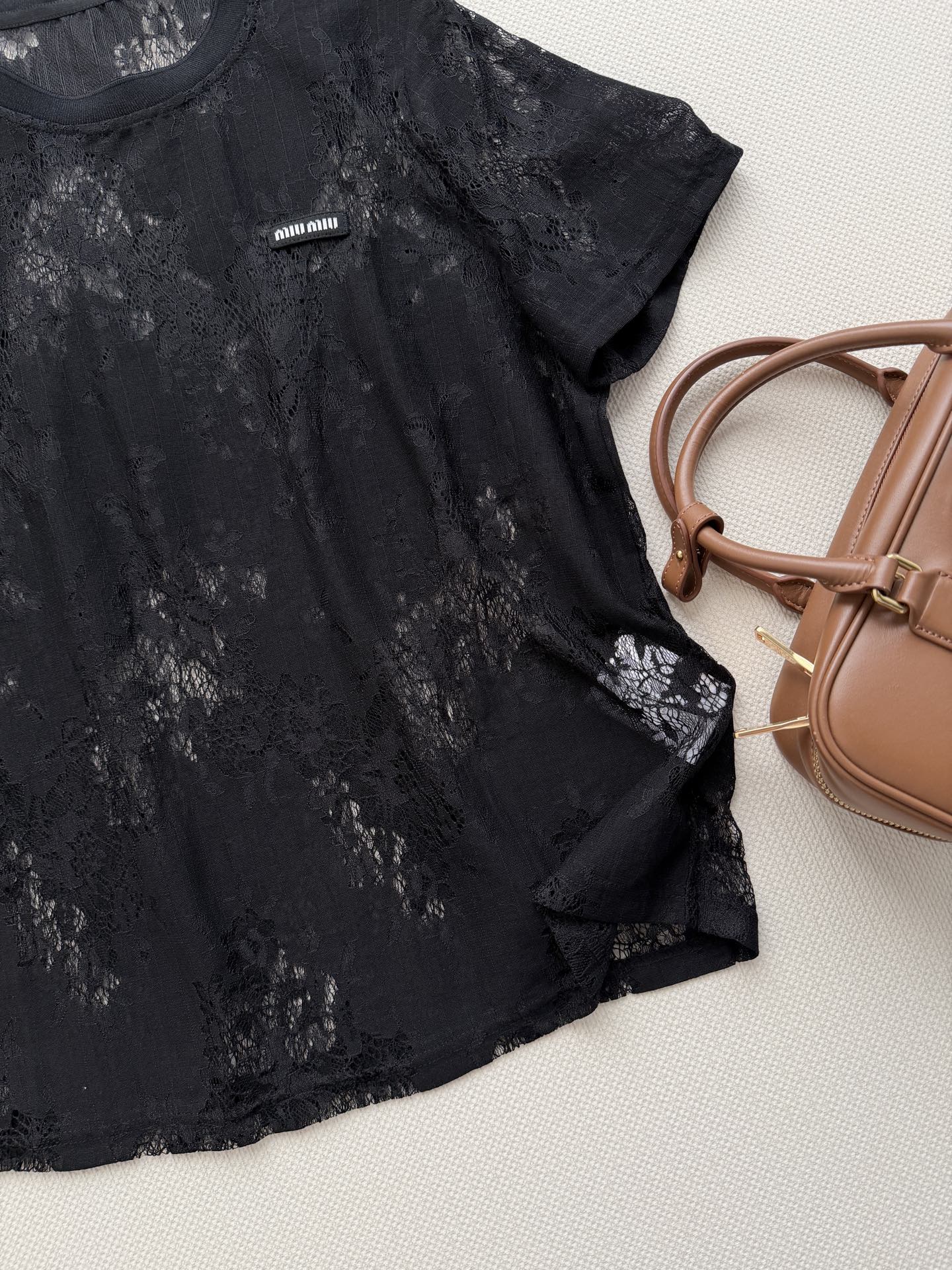 Miu 26s Lace Short Sleeve T-Shirt 1229
