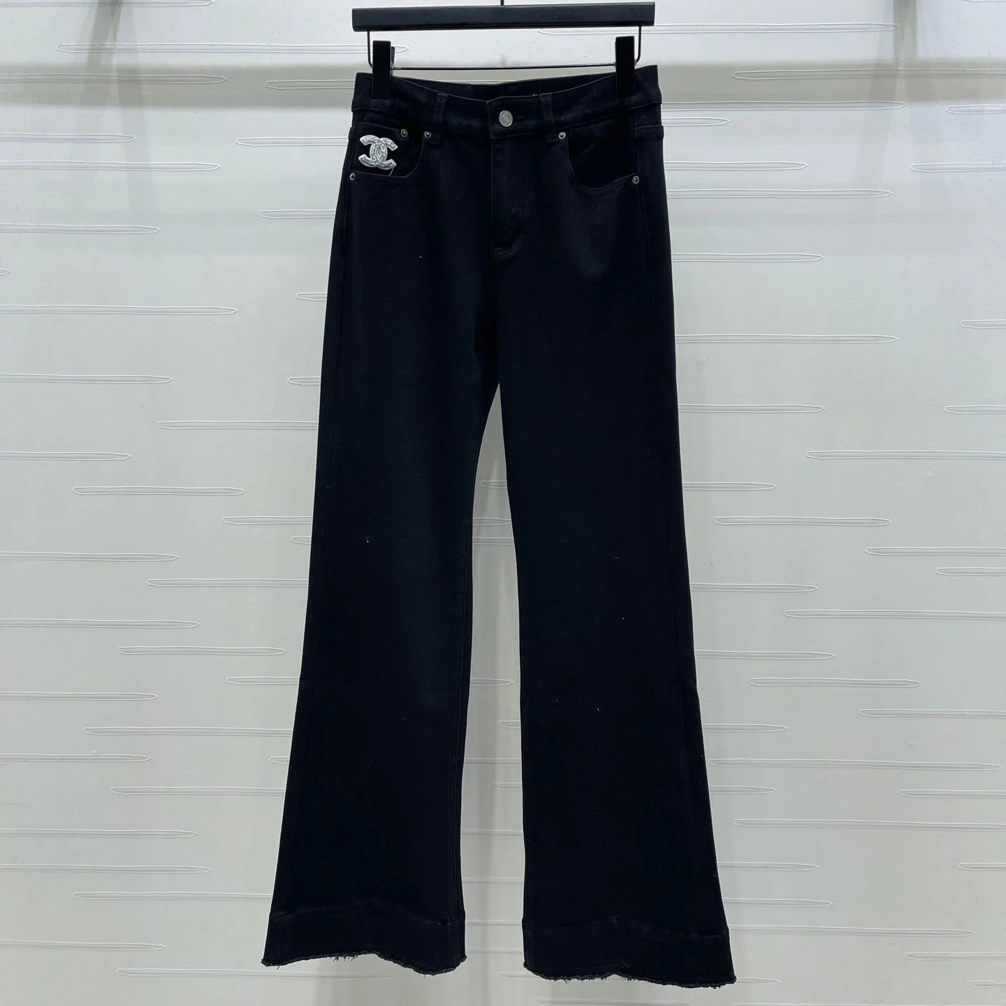 Chanel 2026 Slim-fit Flared Jeans Black Cotton 669869