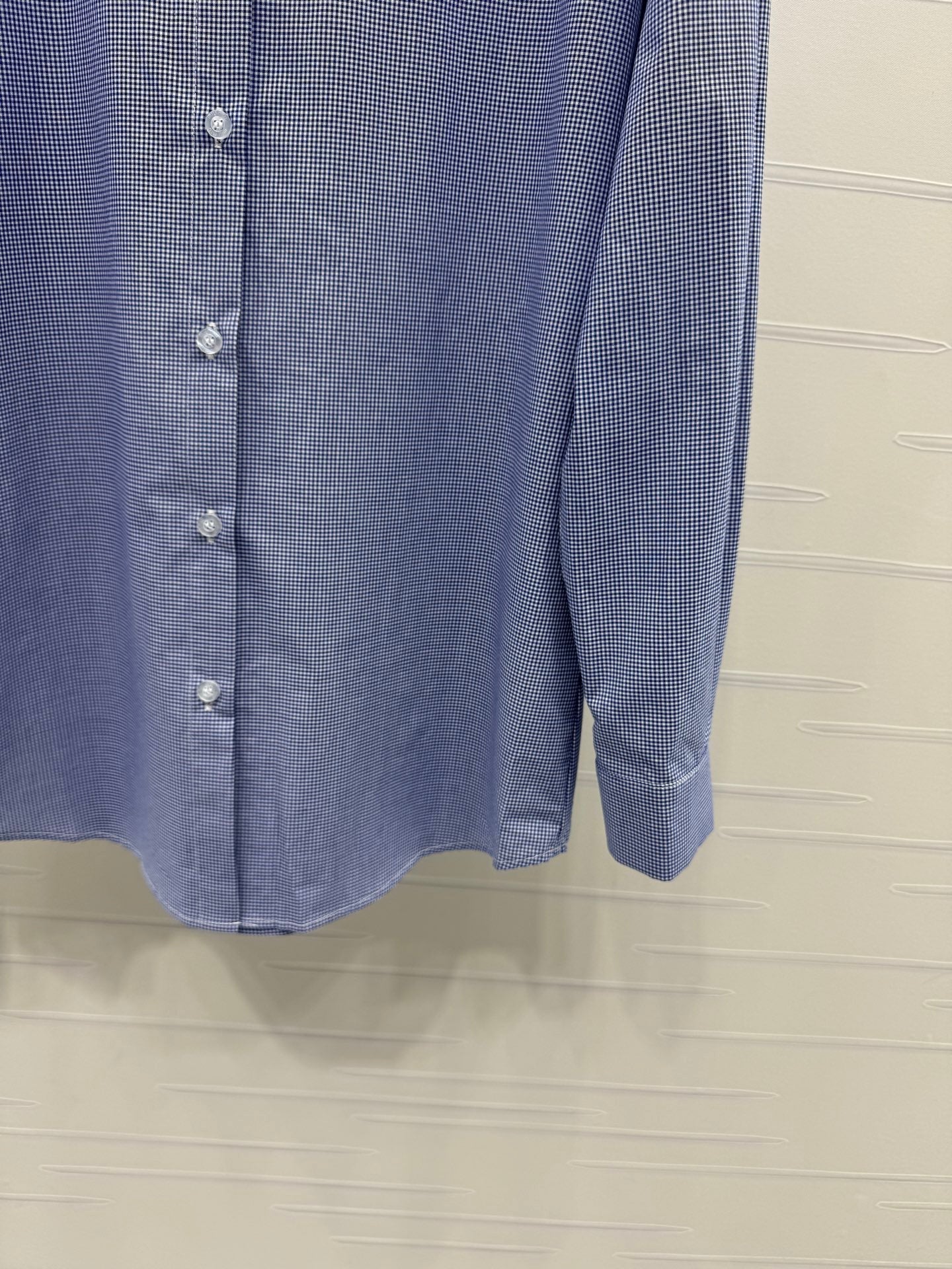 Miu Peter Pan Collar Plaid Shirt Blue Cotton 392635