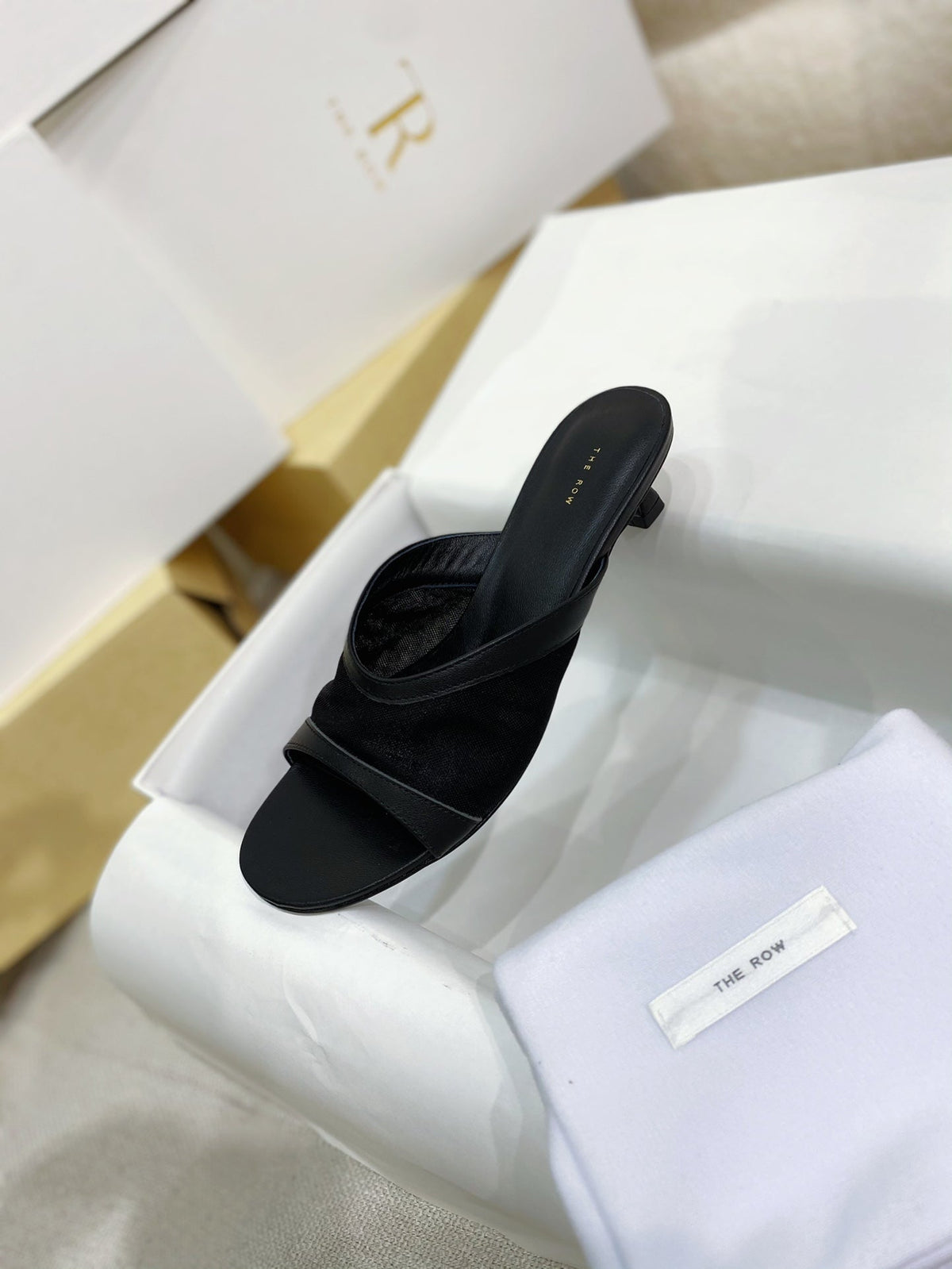 The Row 26s Mules Black Mesh Leather 156119