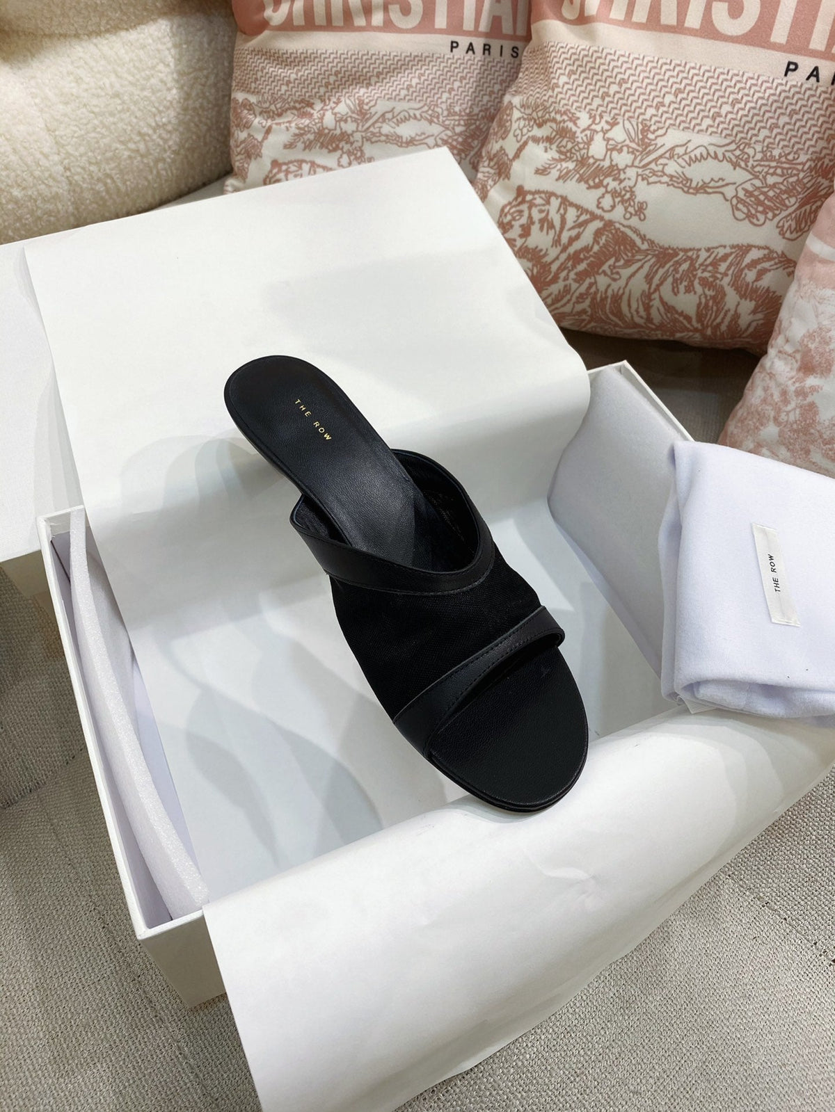 The Row 26s Mules Black Mesh Leather 156119
