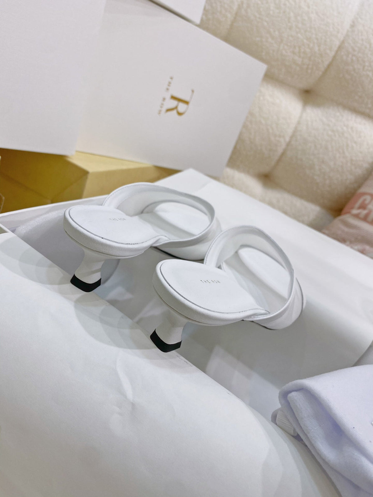 The Row 26s Mules White Mesh Leather 156120