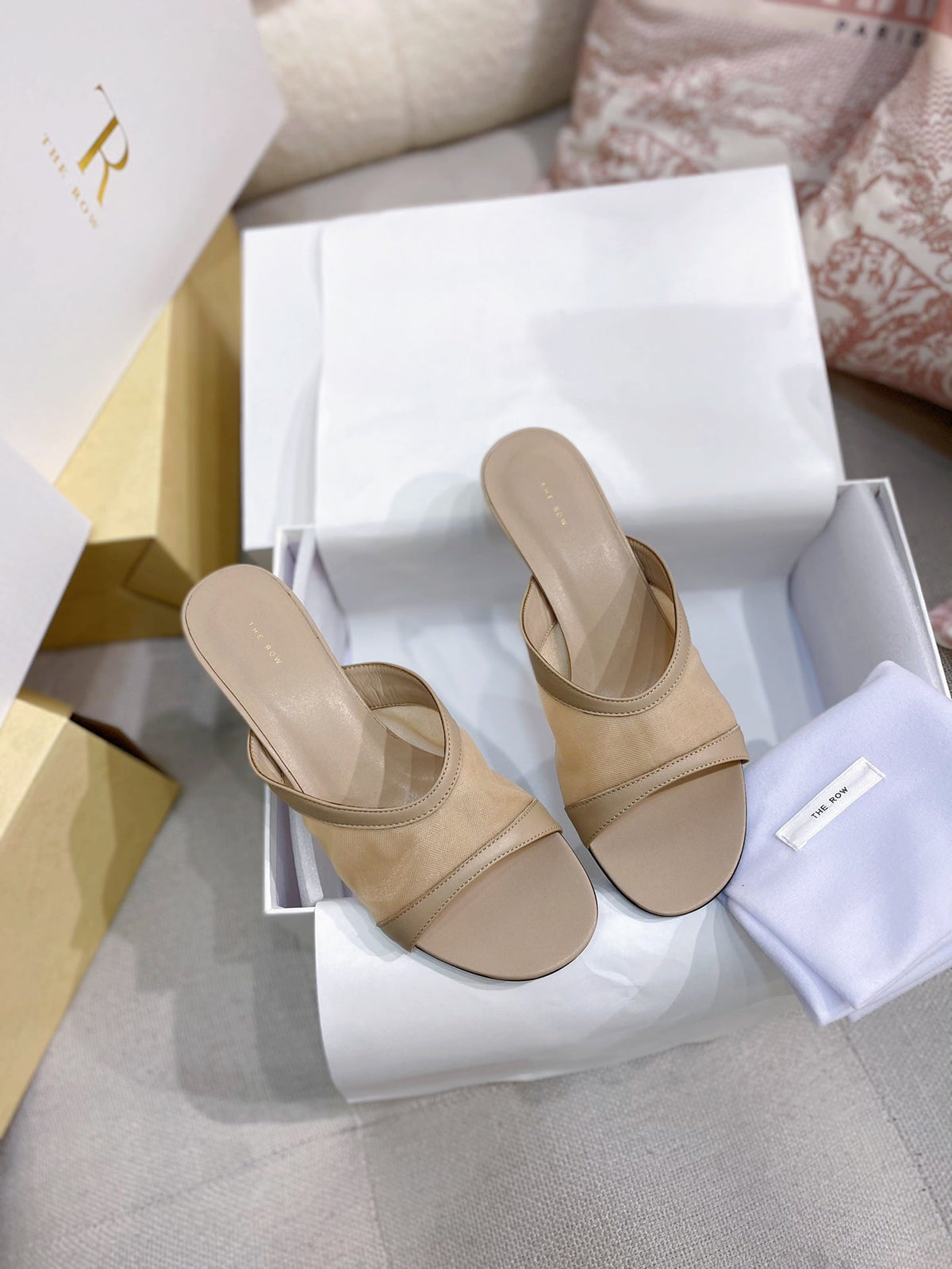 The Row 26s Mules Beige Mesh Leather 156121