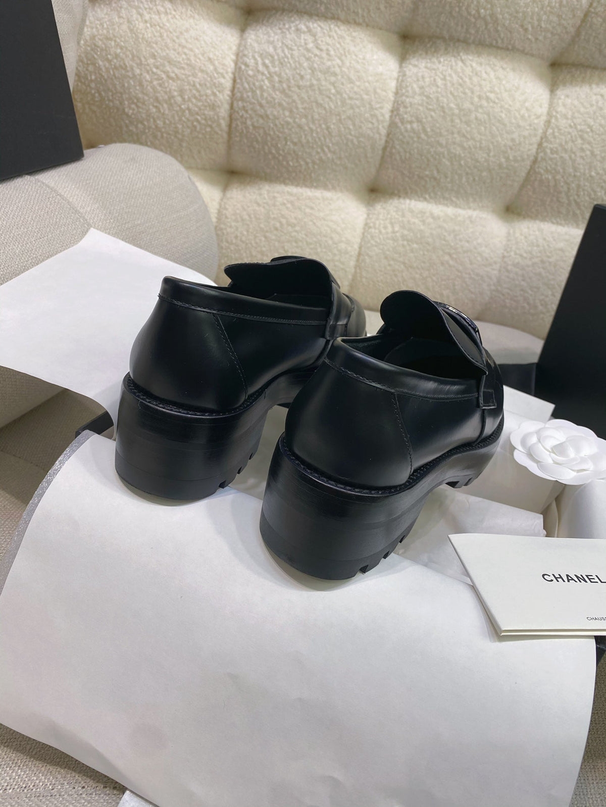 Chanel 26s Loafers Black Smooth Leather 156622