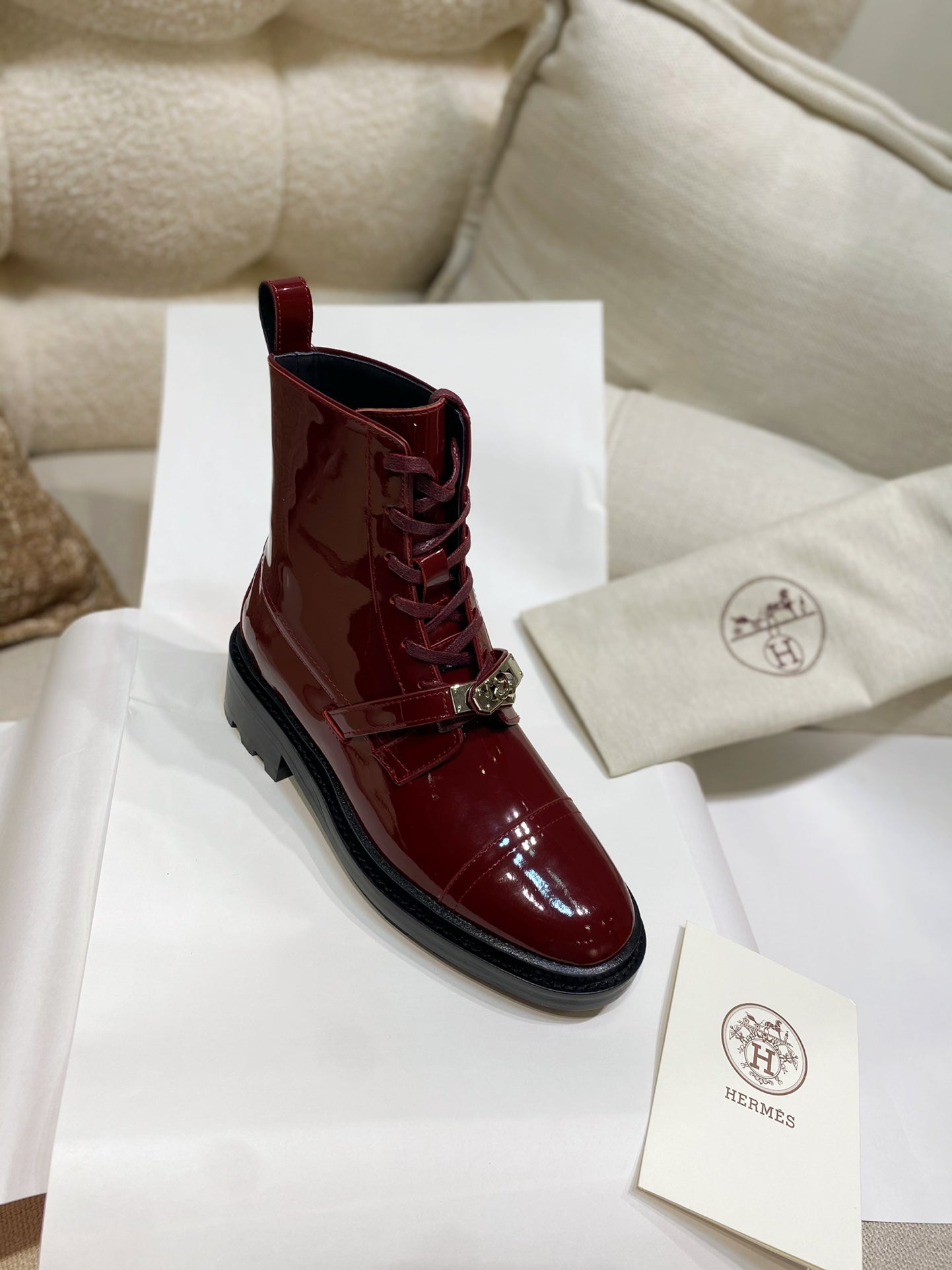HM Funk Ankle Boot Red Shiny Cowhide 348024