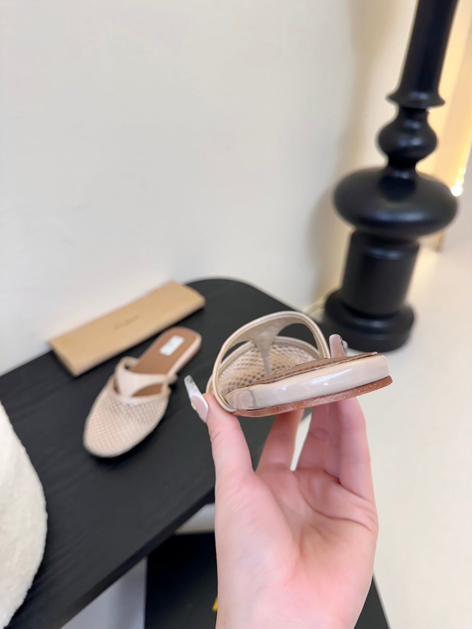 Alaia Fishnet Mule Peach Leather 235518