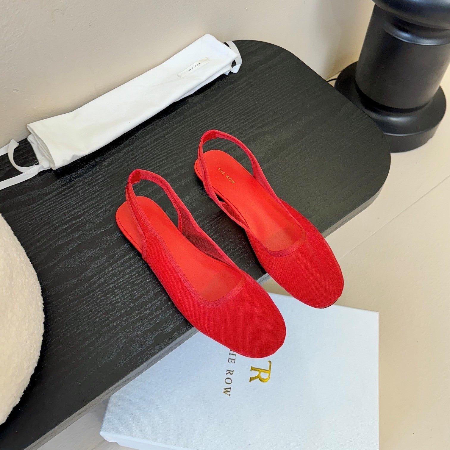 The Row Slingback Flat Red Mesh And Sheepskin 334164