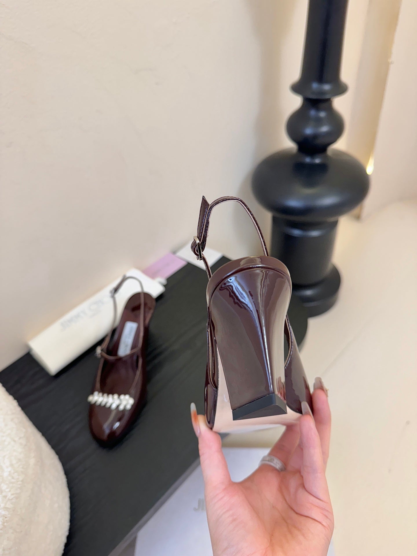 Jimmy Belinda Slingbacks 70mm Deep Merlot Patent Leather 424496