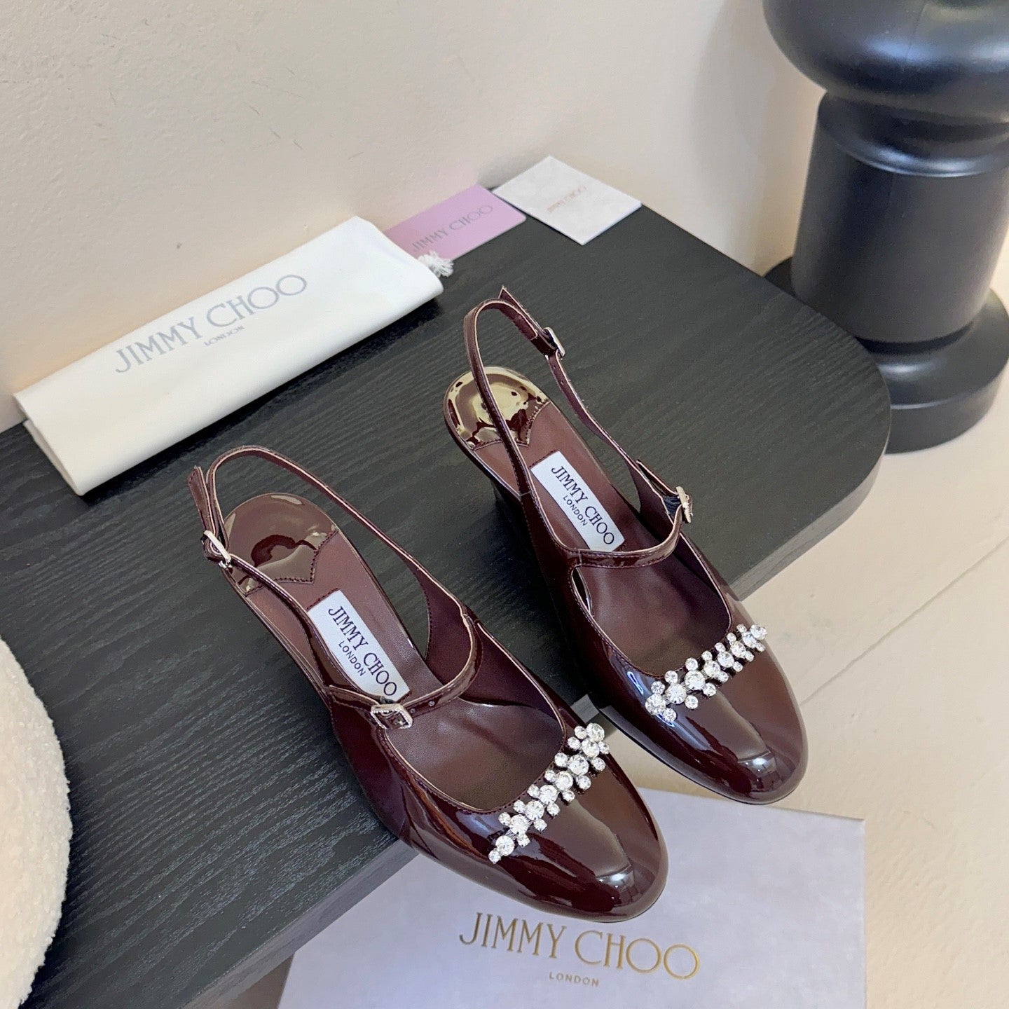 Jimmy Belinda Slingbacks 70mm Deep Merlot Patent Leather 424496