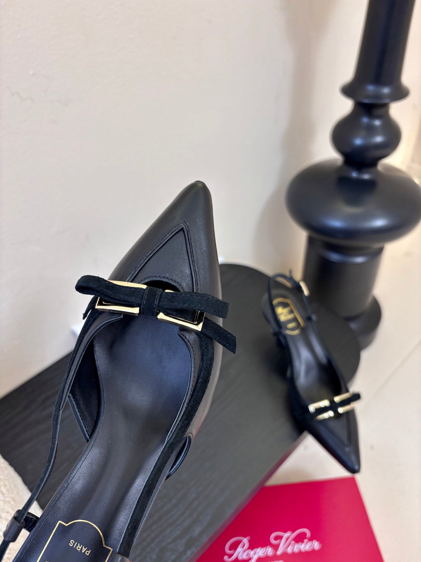 Virgule Slingback Pumps 7.5cm Black Cowhide 606404