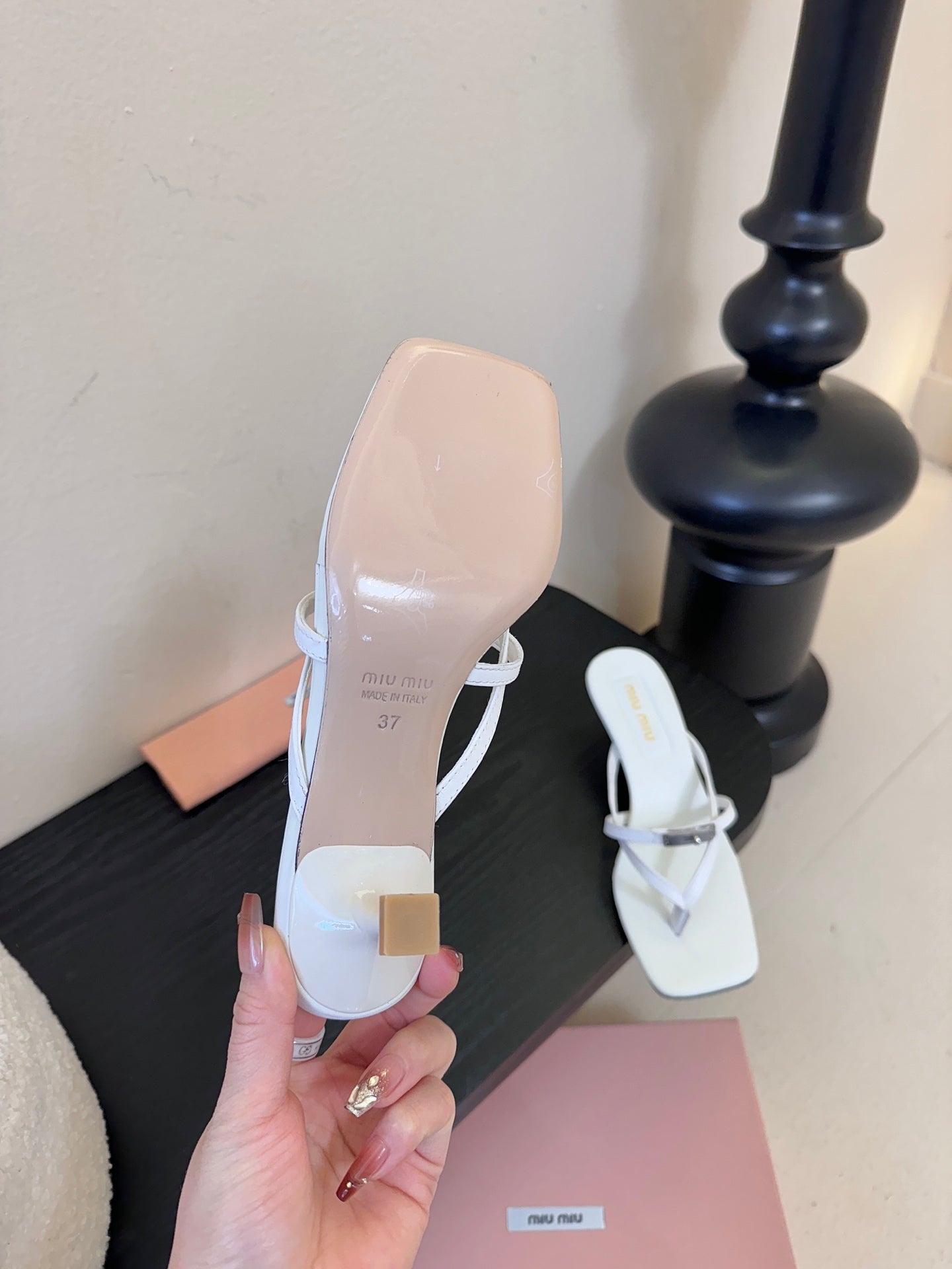 Miu 26s High-Heeled Sandals White Sheepskin 627364
