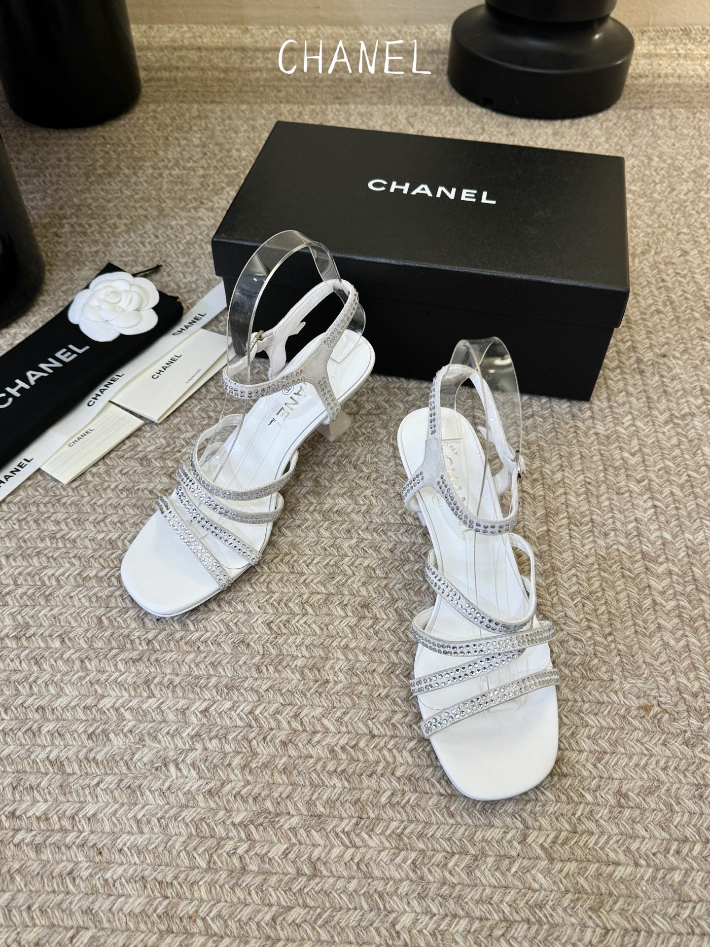 CC 26s Strappy Sandals 6cm White Sheepskin 736750