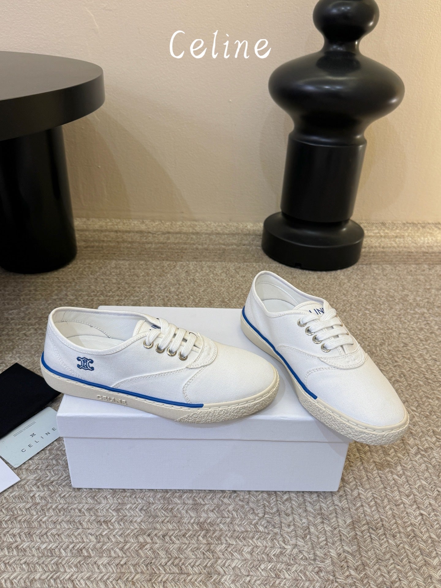 Celine Alan Sneaker White Canvas Suede 835909