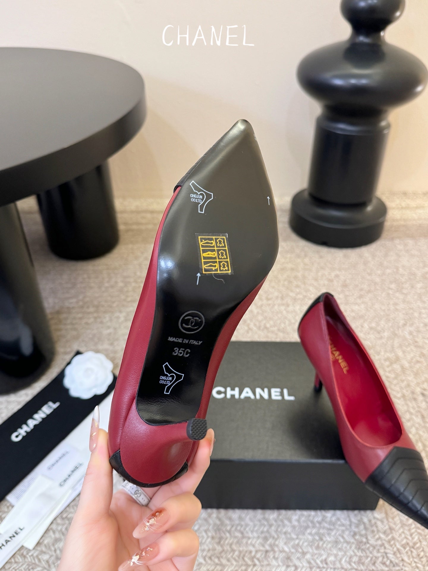 CC 26ss Pump Black Burgundy Lambskin 835699