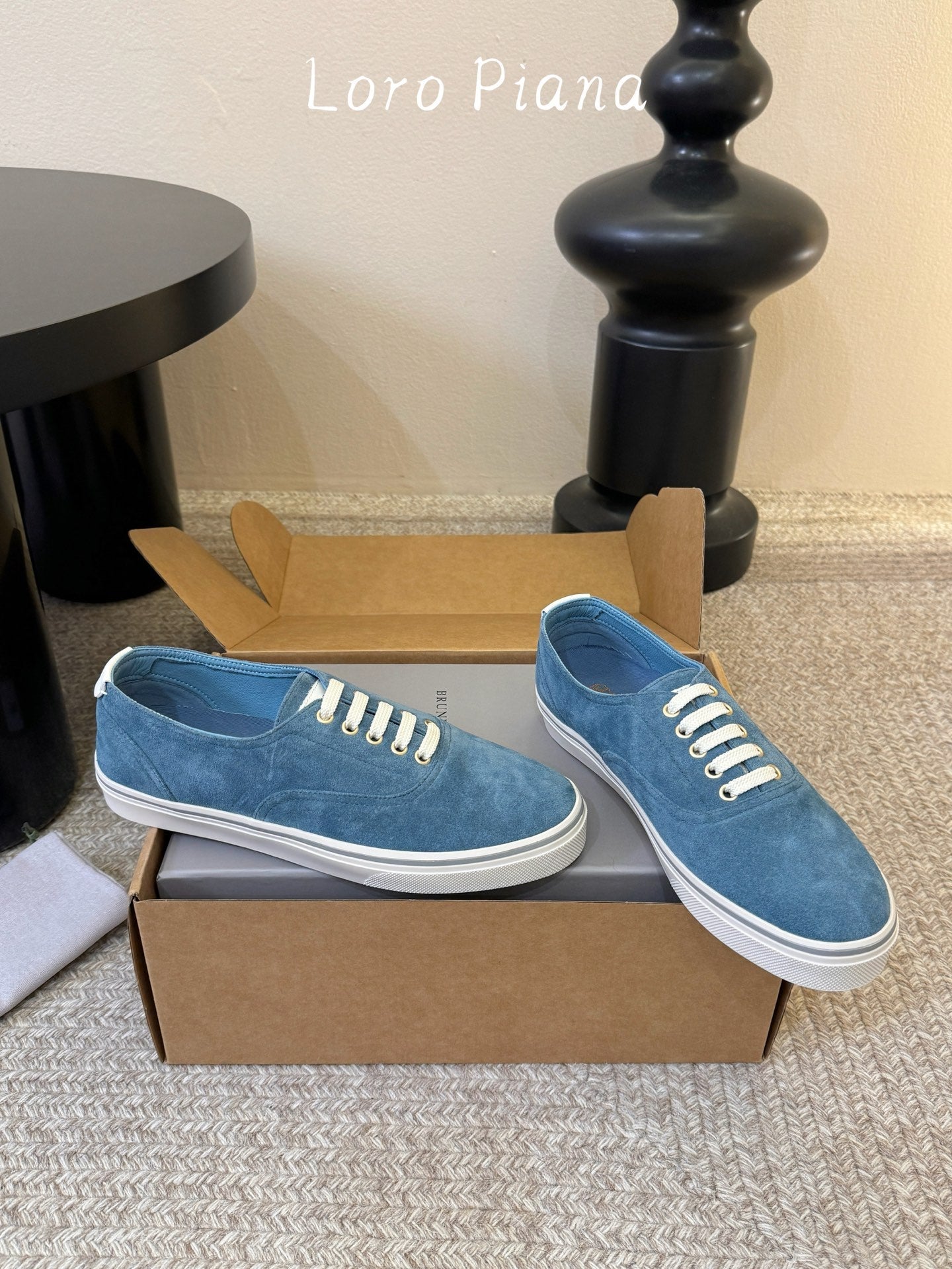 Brunello 26s Lace-Up Sneakers Blue Suede