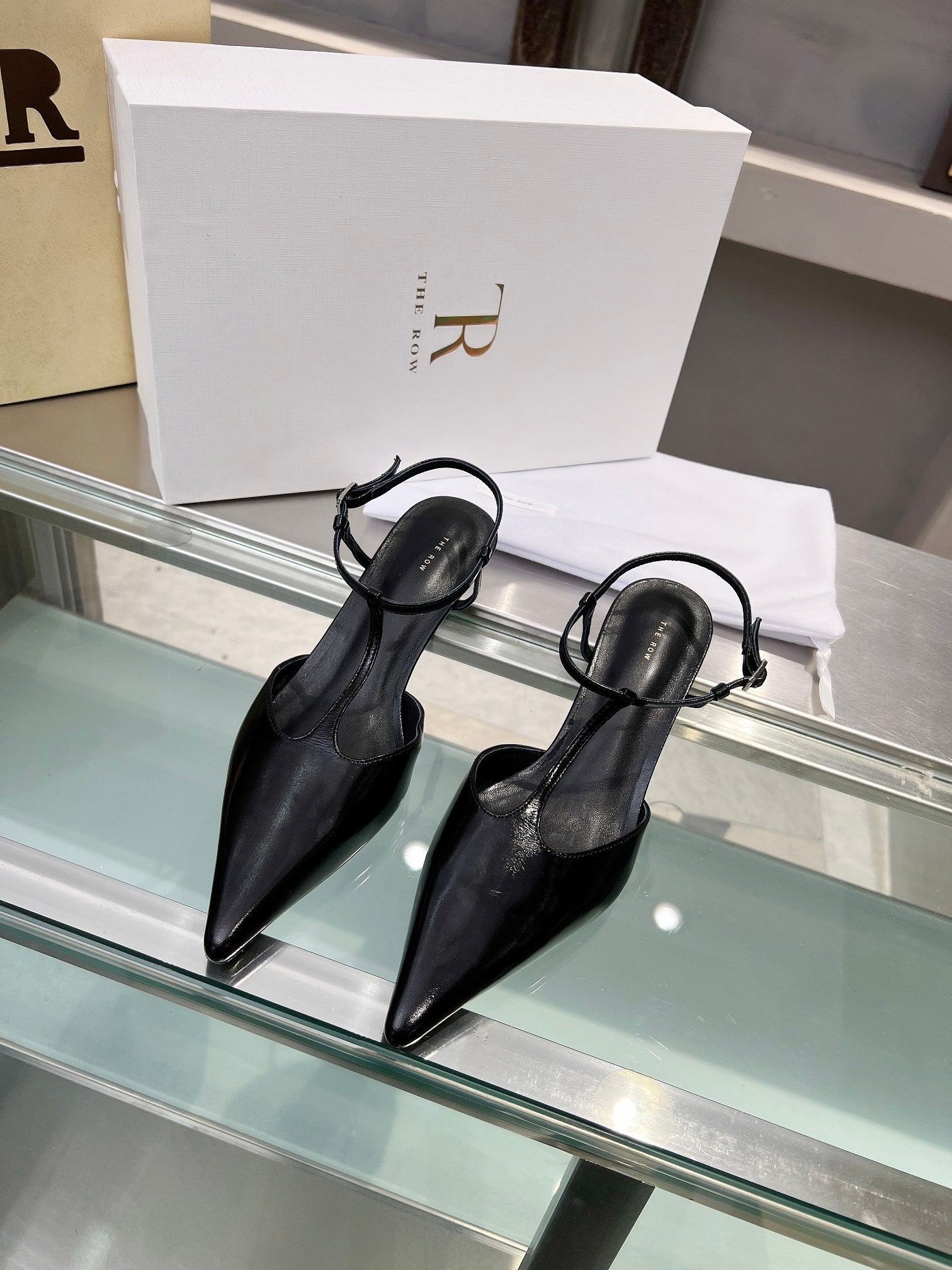 The Row 26s Pointed-Toe Slingbacks Black Lambskin 997834