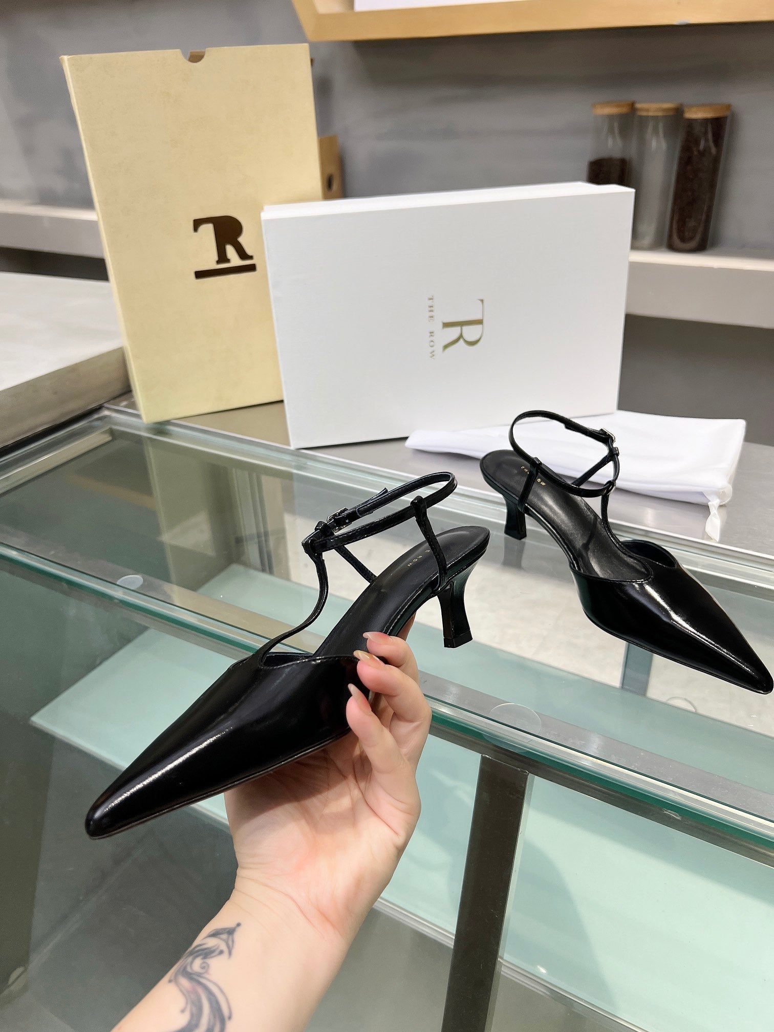The Row 26s Pointed-Toe Slingbacks Black Lambskin 997834