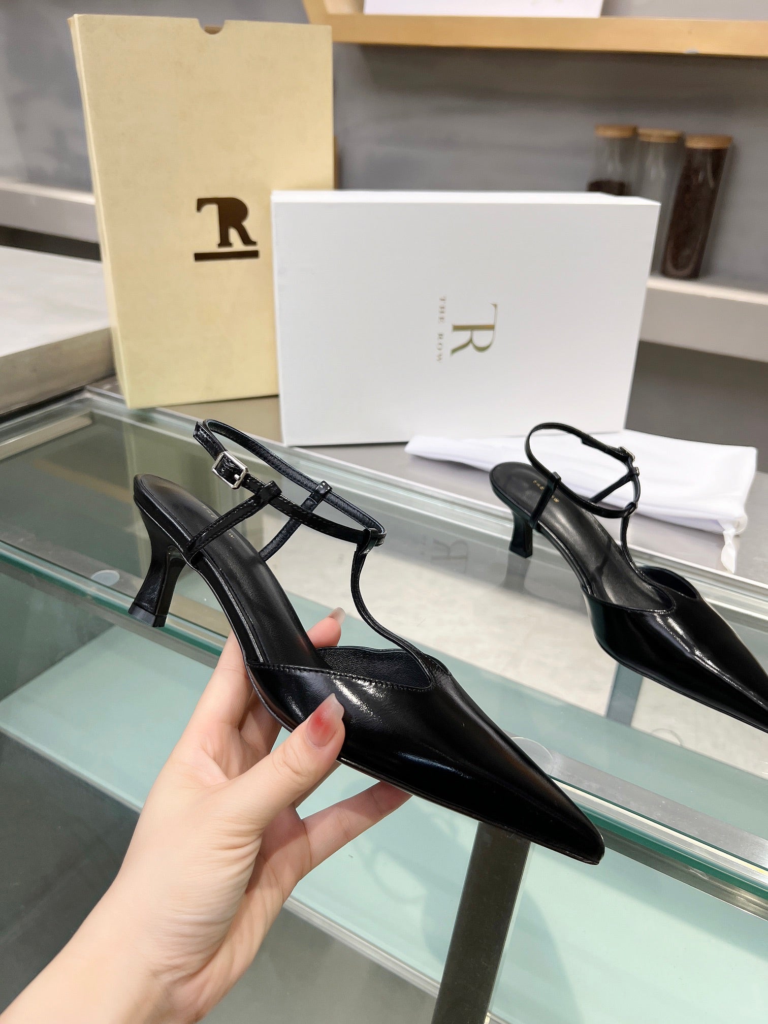 The Row 26s Pointed-Toe Slingbacks Black Lambskin 997834